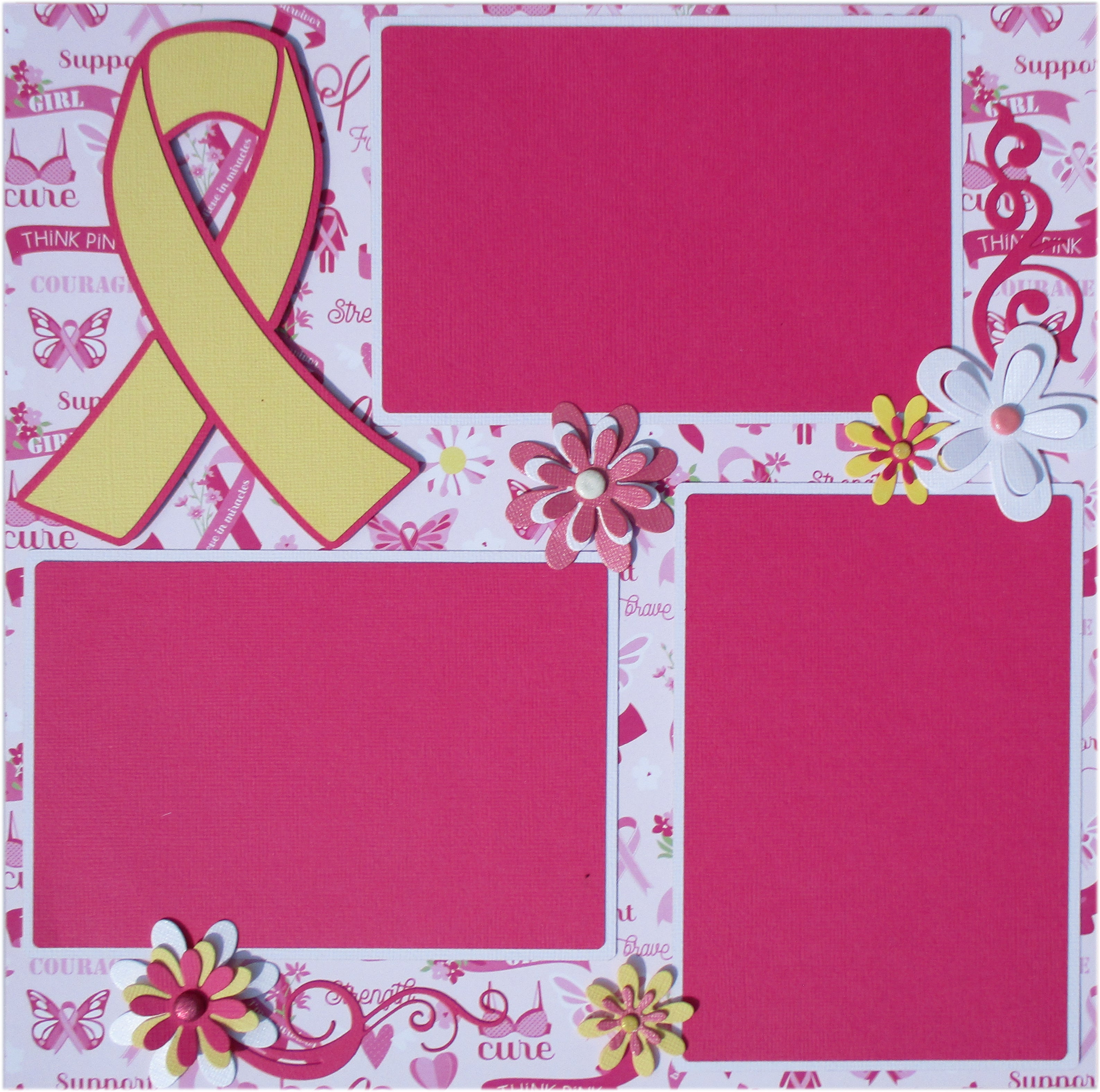 Operation: Save 2nd Base Breast Cancer Awareness 2- 12 x 12 Page Fully-Assembled & Hand-Embellished 3D Scrapbook Premades by SSC Designs
