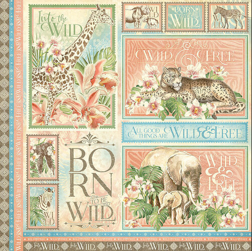 Wild & Free Collection Born to be Wild 12 x 12 Double-Sided Scrapbook Paper by Graphic 45