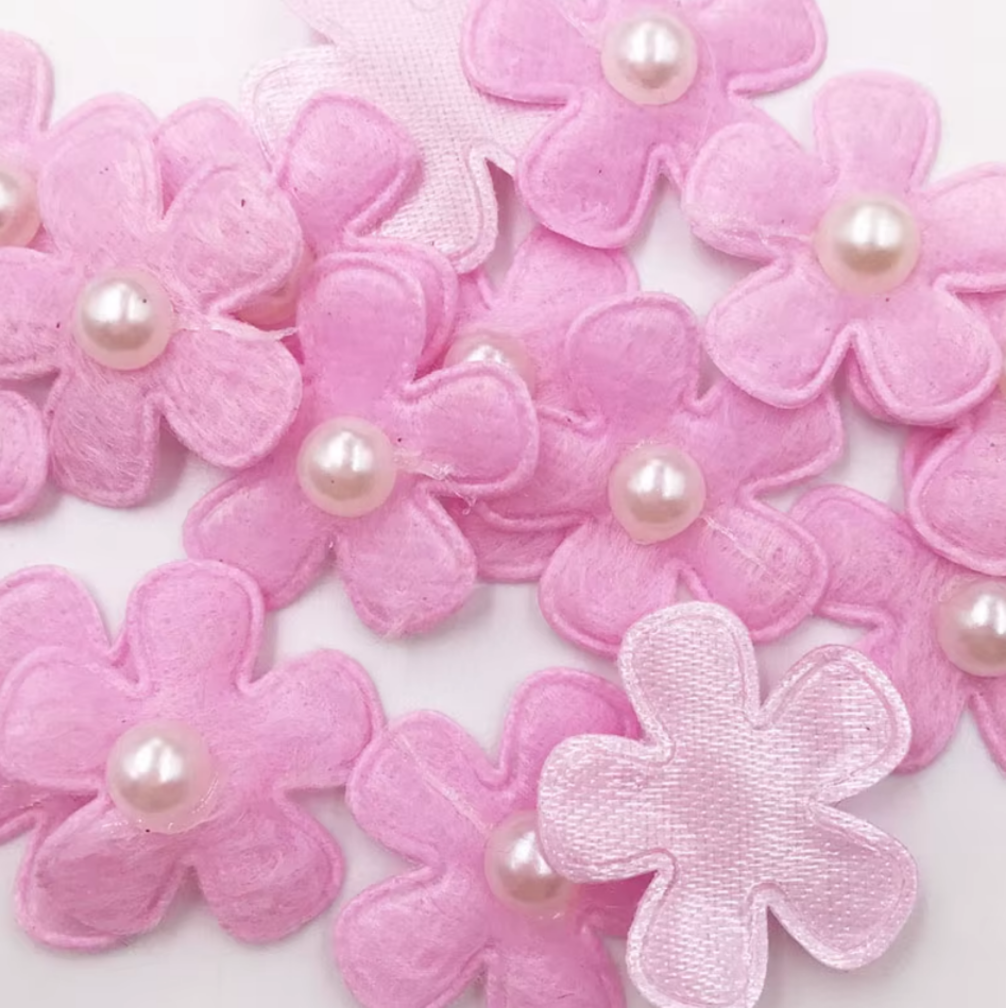 Pearl Petals Collection Pink 1" Fabric Flowers with Pearl - Pkg. of 20