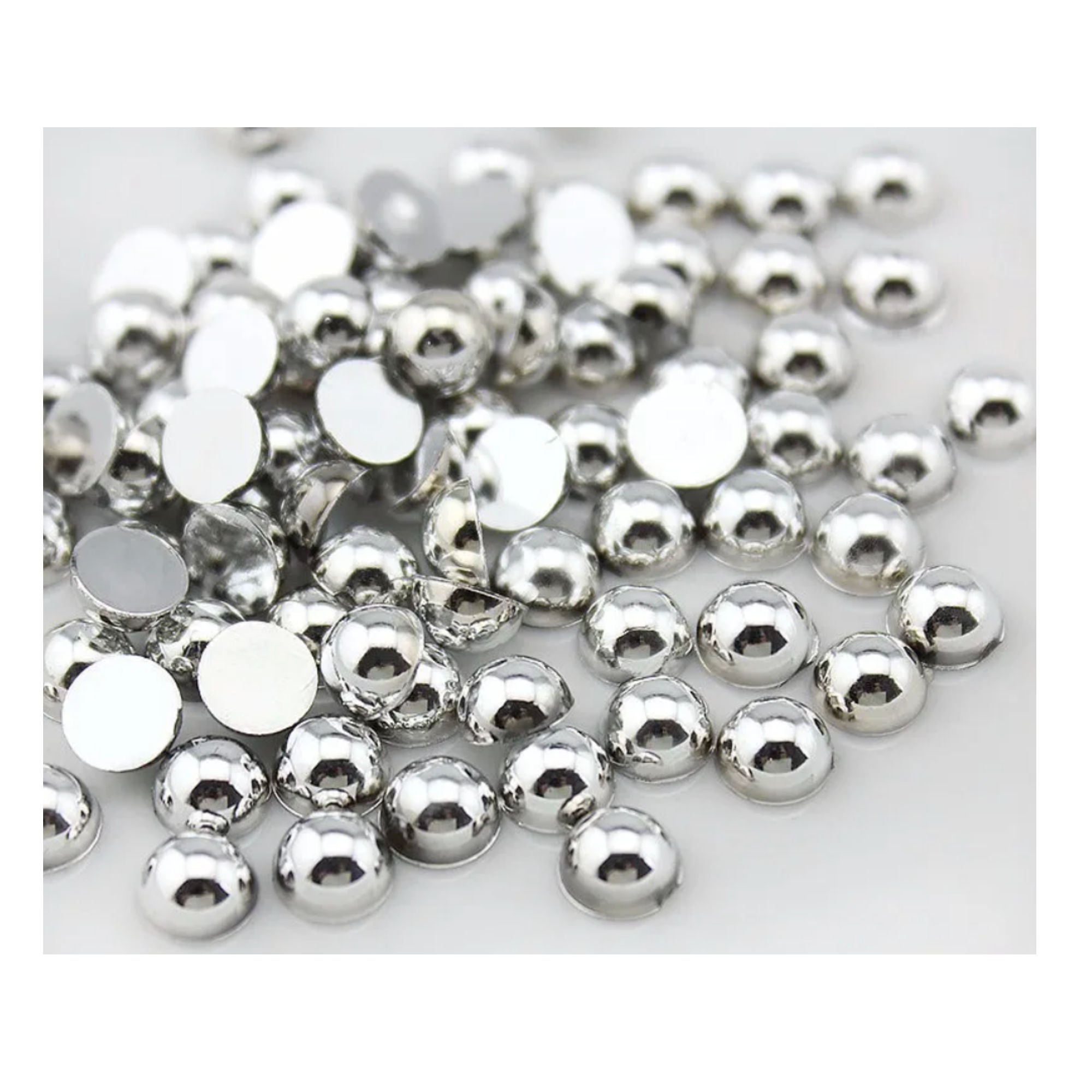 Silver Chrome 6mm AB Flatback Pearls by SSC Designs - 100/Package