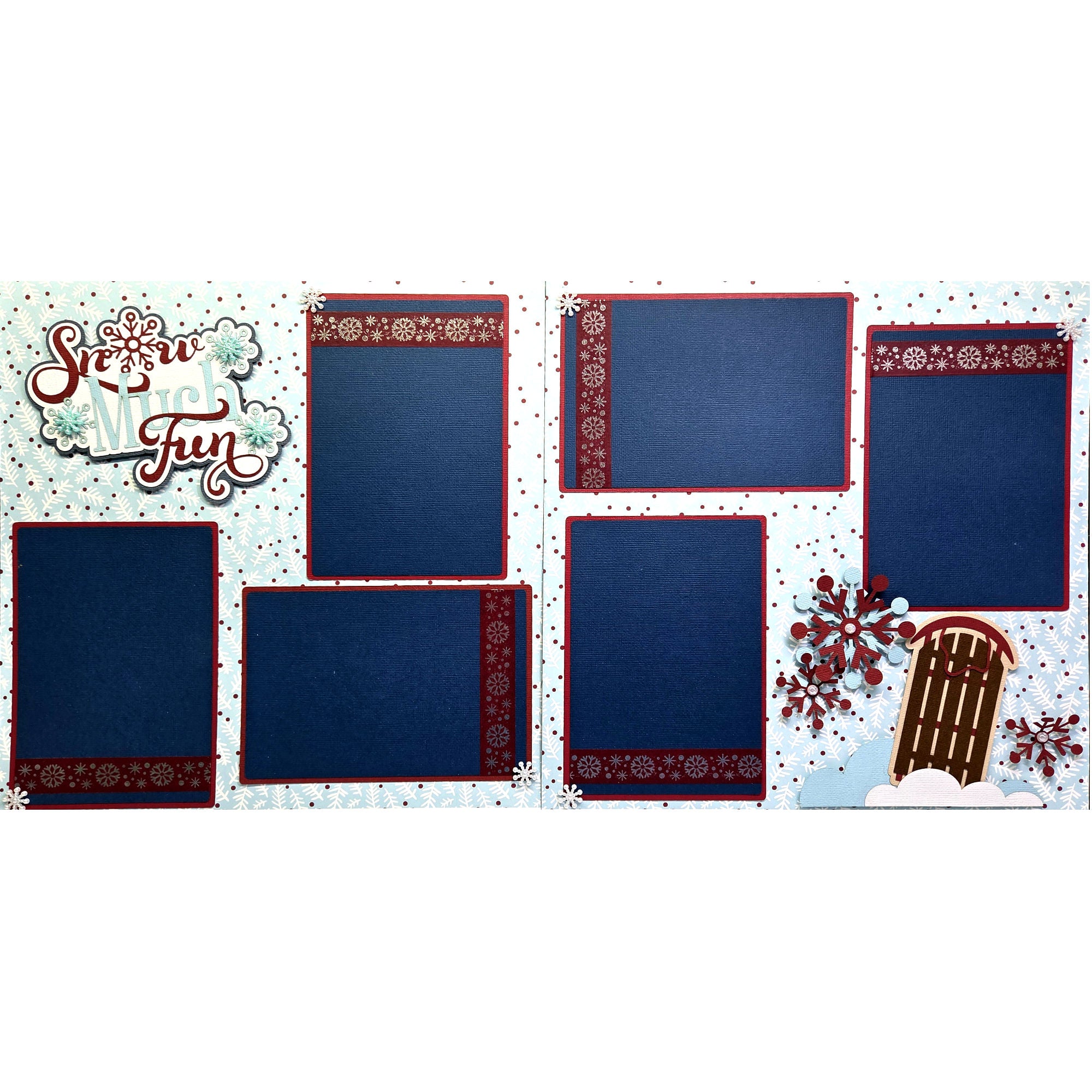 Snow Much Fun (2) - 12 x 12 Pages, Fully-Assembled & Hand-Crafted 3D Scrapbook Premade by SSC Designs