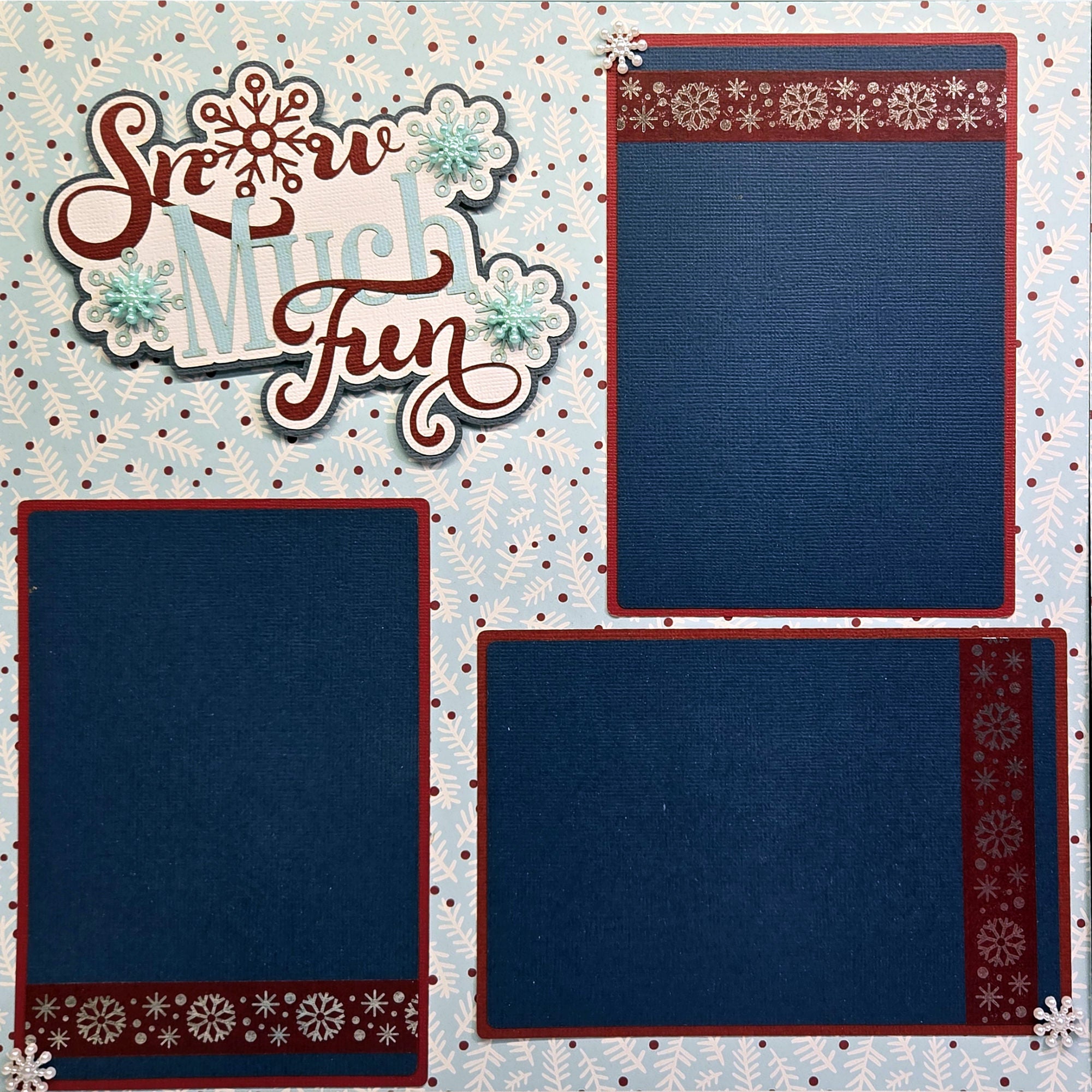 Snow Much Fun (2) - 12 x 12 Pages, Fully-Assembled & Hand-Crafted 3D Scrapbook Premade by SSC Designs