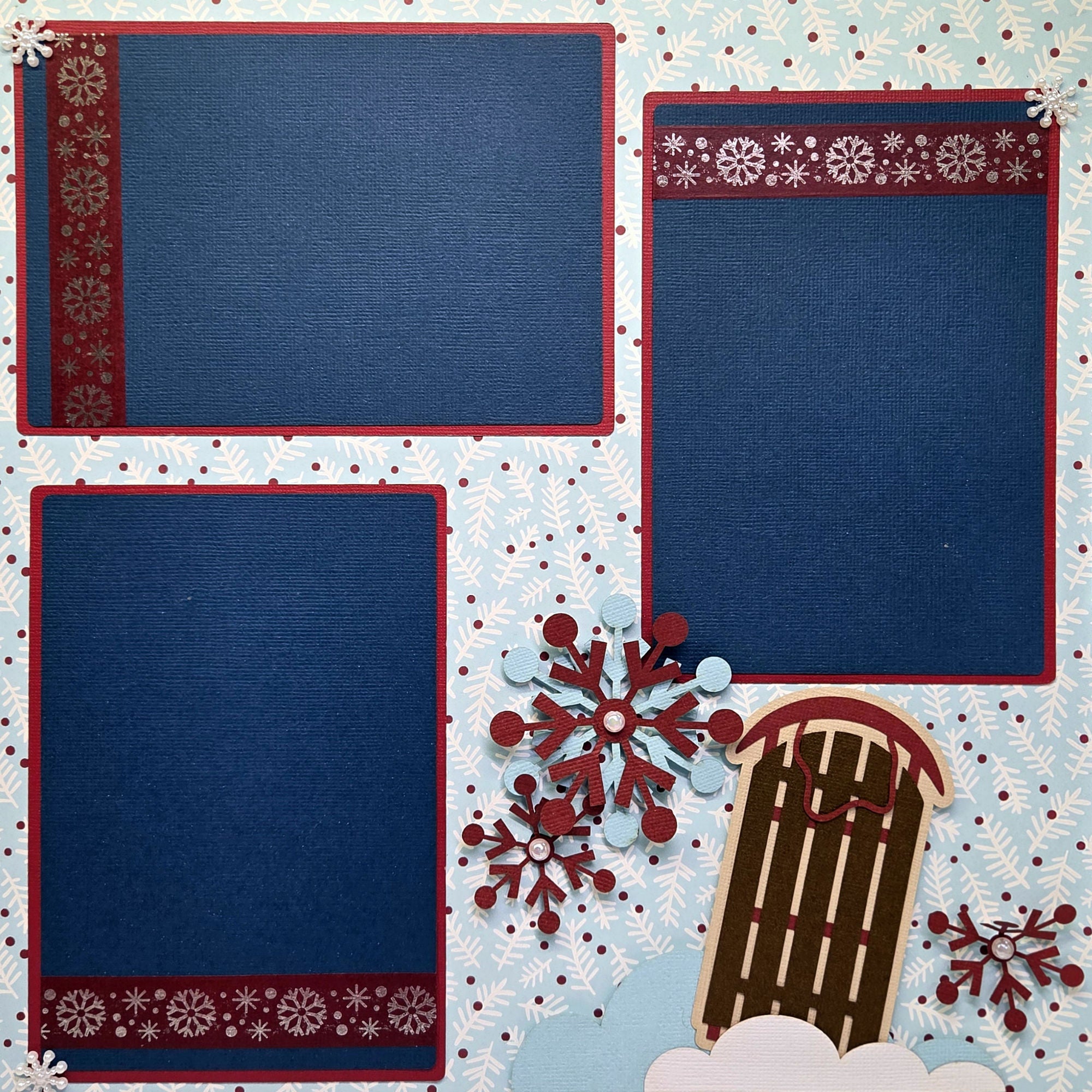 Snow Much Fun (2) - 12 x 12 Pages, Fully-Assembled & Hand-Crafted 3D Scrapbook Premade by SSC Designs