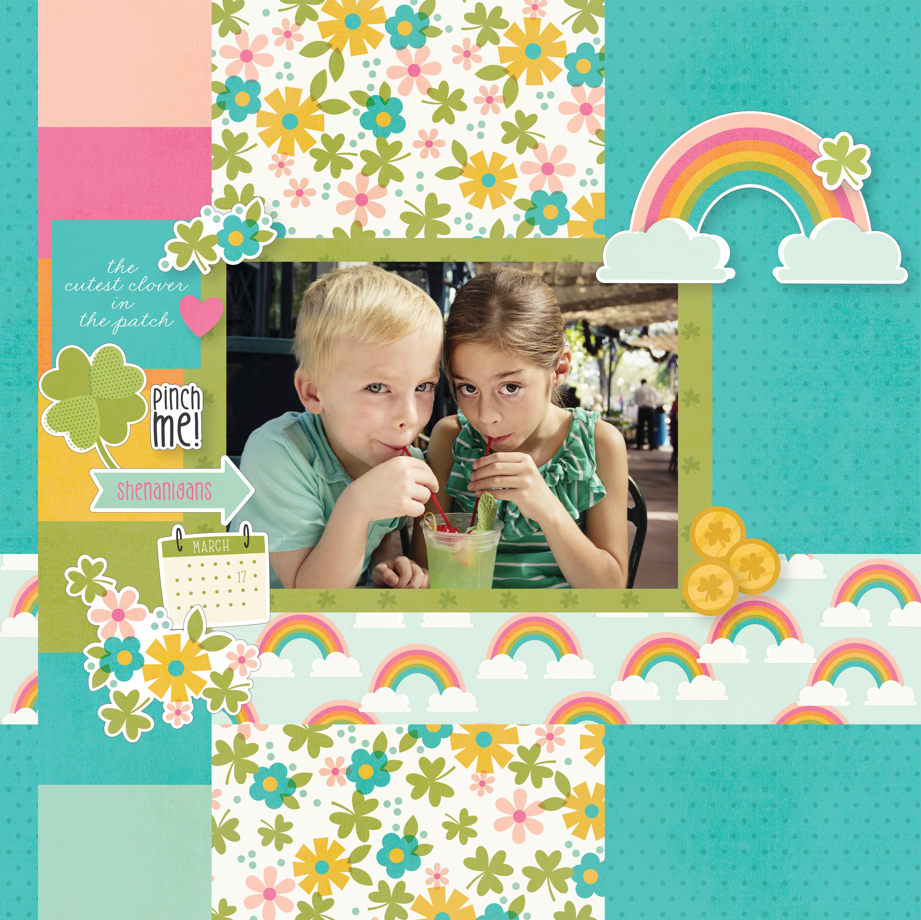 St. Patrick's Day Collection Chasin' Rainbows 12 x 12 Double-Sided Scrapbook Paper by Simple Stories