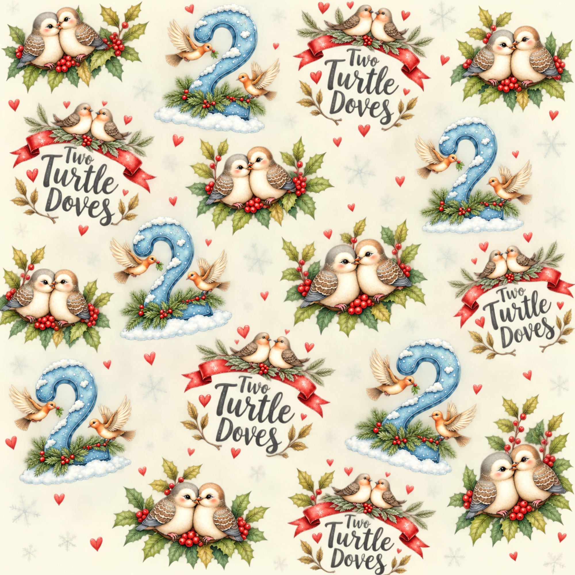 Twelve Days of Christmas Collection Turtle Doves 12 x 12 Double-Sided Scrapbook Paper by SSC Designs