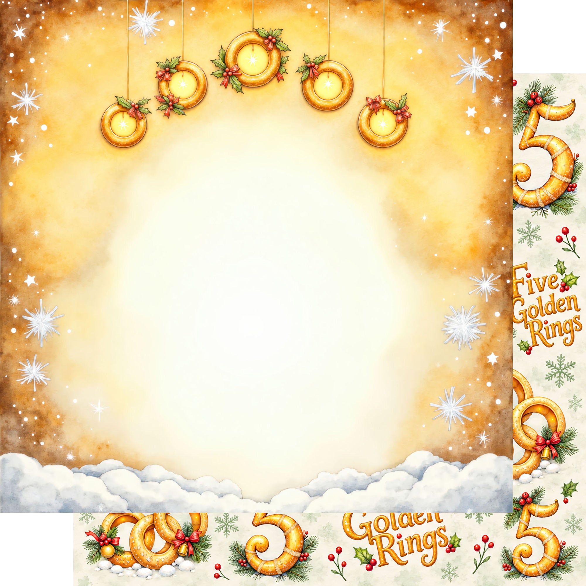 Twelve Days of Christmas Collection Golden Rings 12 x 12 Double-Sided Scrapbook Paper by SSC Designs