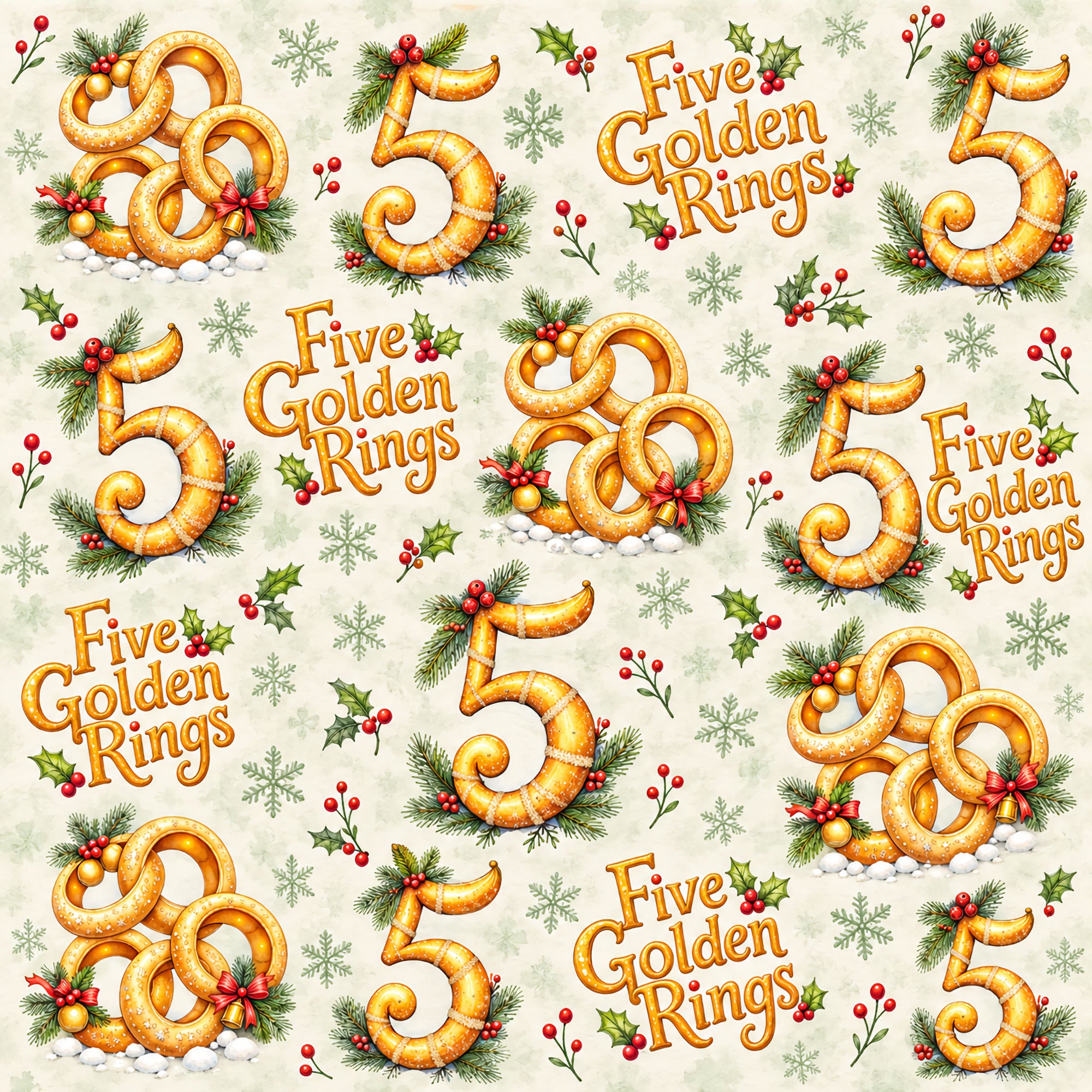 Twelve Days of Christmas Collection Golden Rings 12 x 12 Double-Sided Scrapbook Paper by SSC Designs
