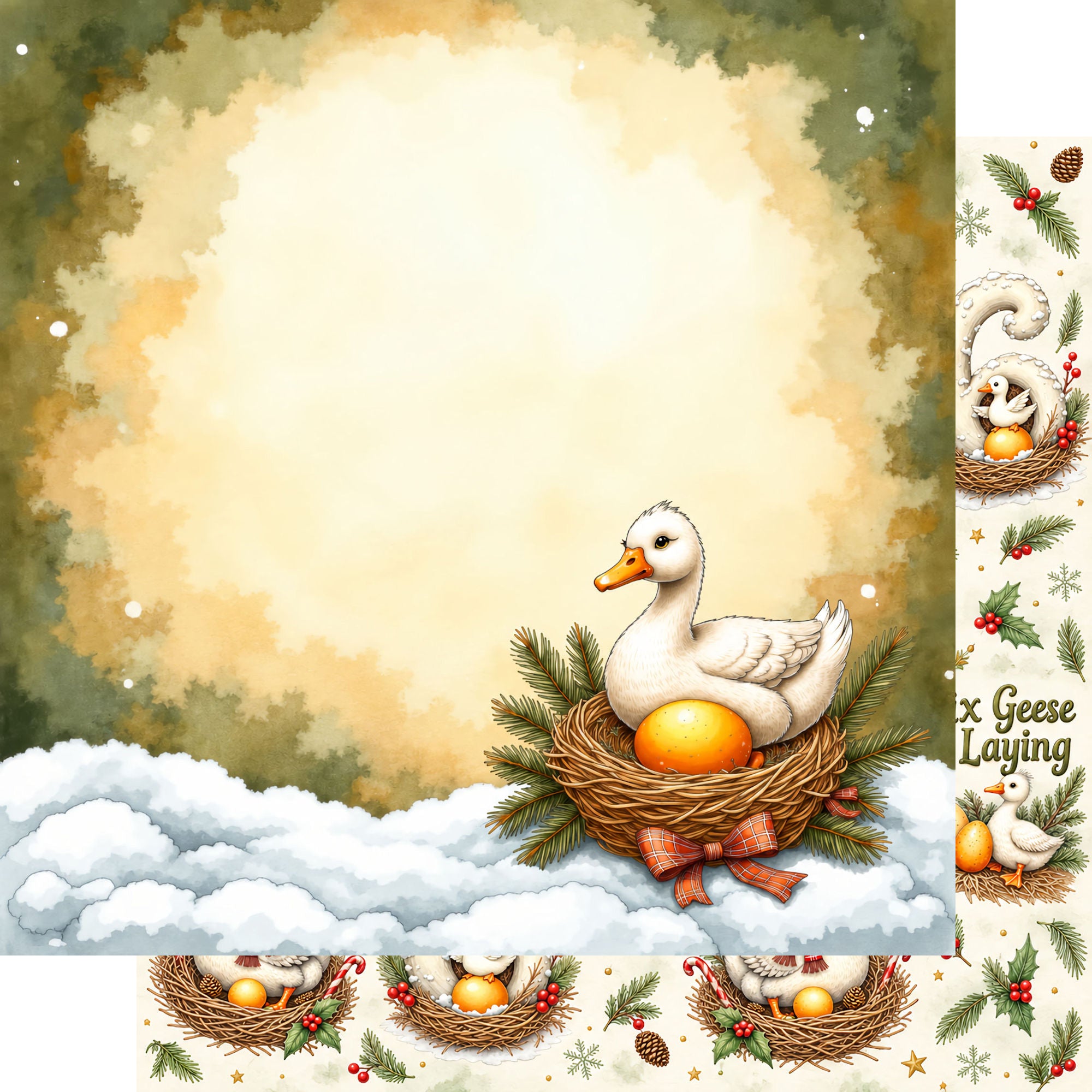 Twelve Days of Christmas Collection Laying Geese 12 x 12 Double-Sided Scrapbook Paper by SSC Designs