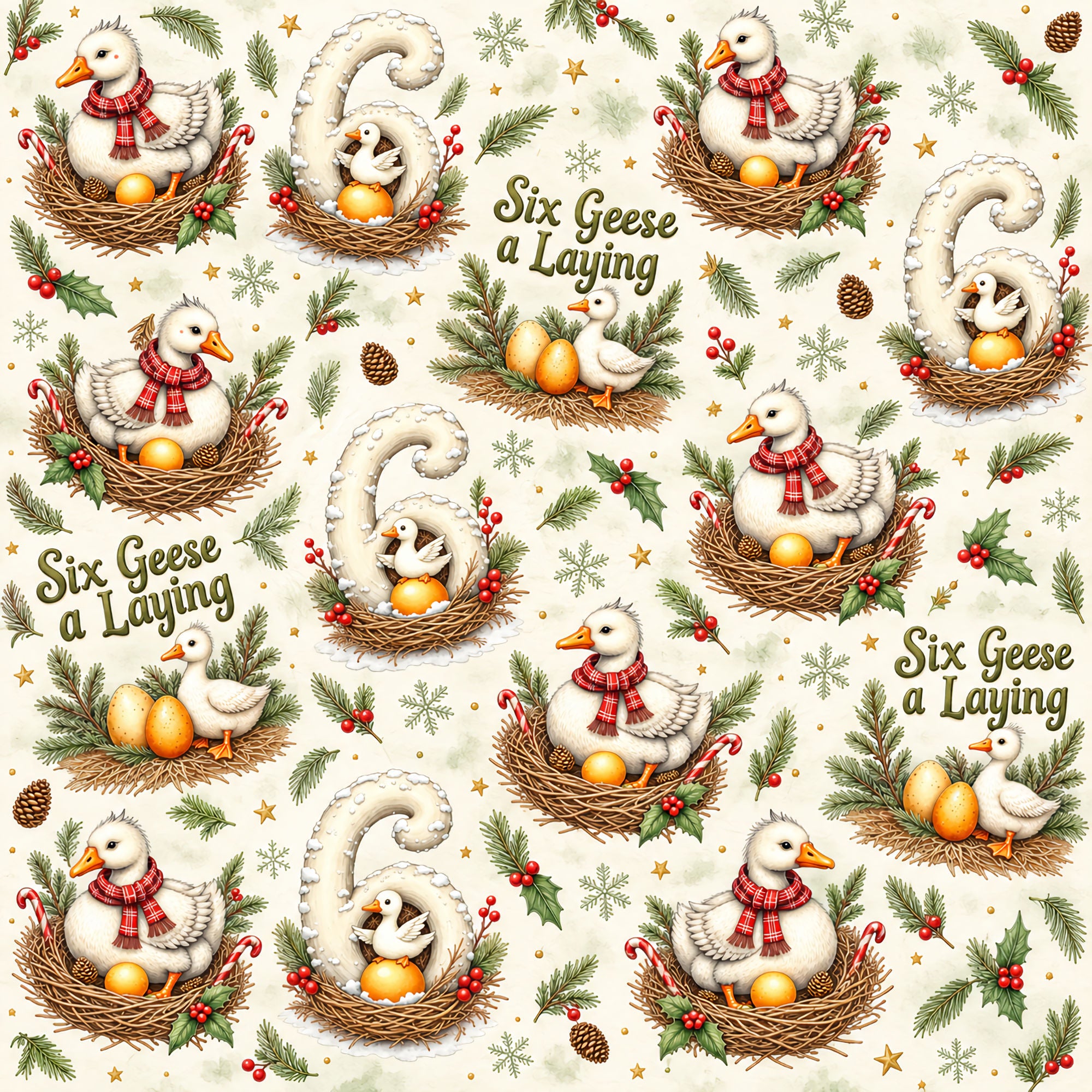 Twelve Days of Christmas Collection Laying Geese 12 x 12 Double-Sided Scrapbook Paper by SSC Designs