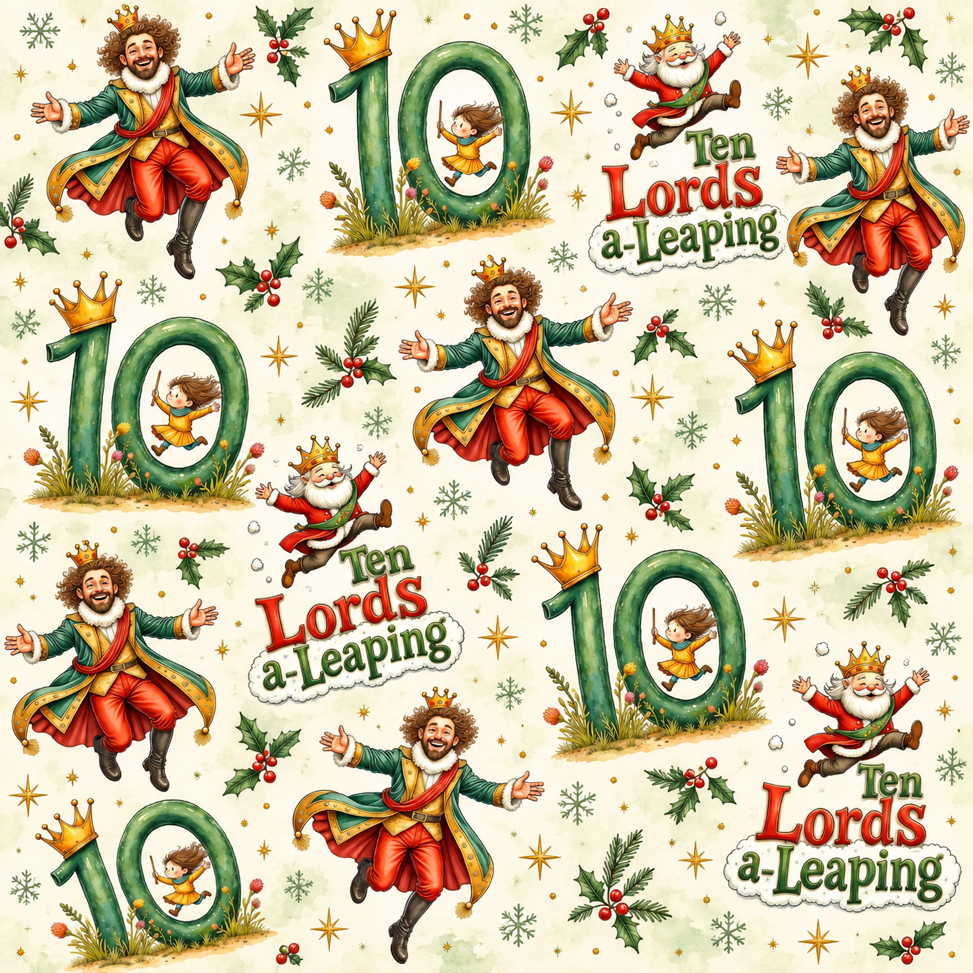 Twelve Days of Christmas Collection Leaping Lords 12 x 12 Double-Sided Scrapbook Paper by SSC Designs
