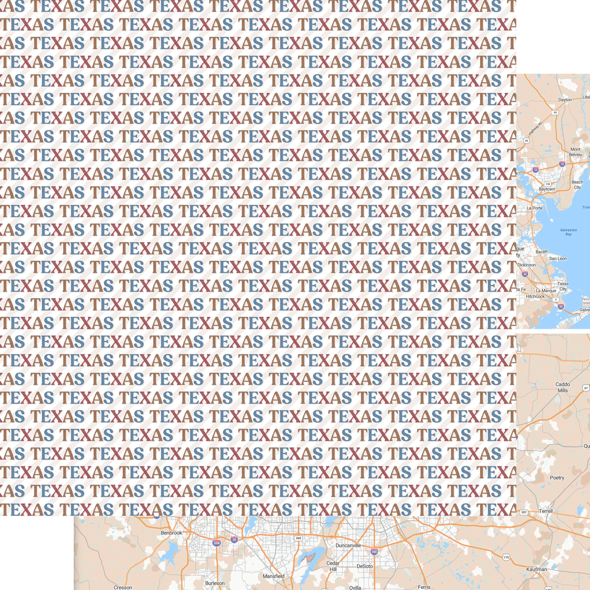 Texas Collection Texas Cities 12 x 12 Double-Sided Scrapbook Paper by SSC Designs