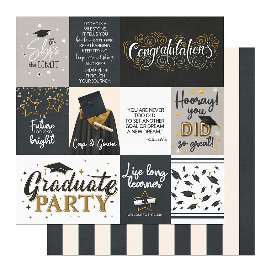 The Graduate Collection Graduate Party 12x12 Double-Sided Scrapbook Paper by Photo Play Paper