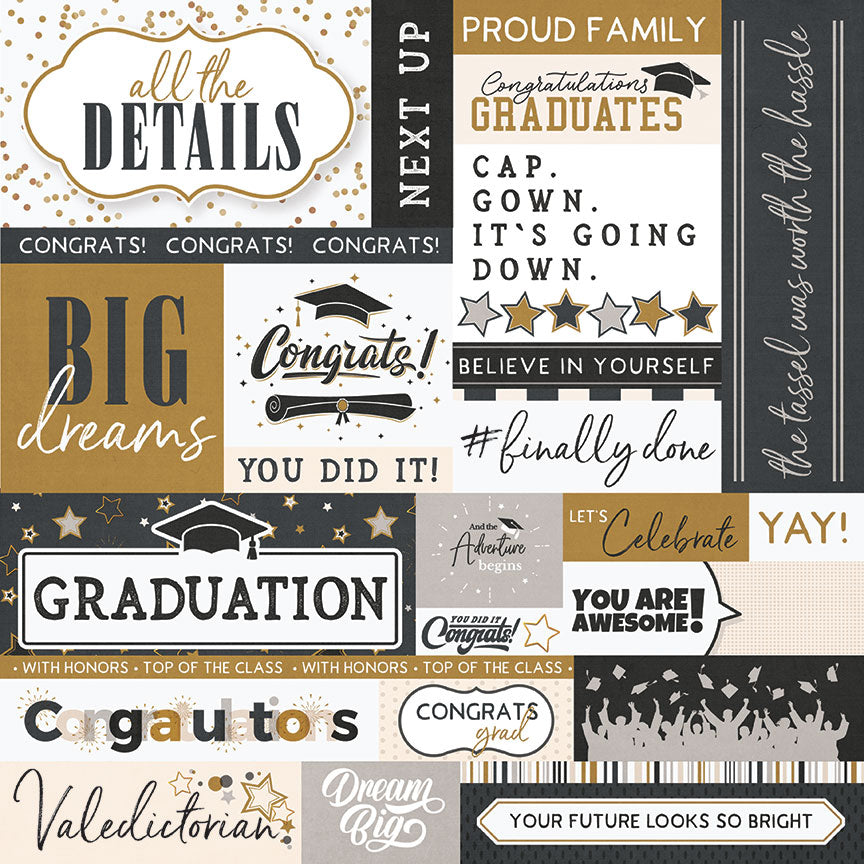 The Graduate Collection All The Details 12x12 Double-Sided Scrapbook Paper by Photo Play Paper