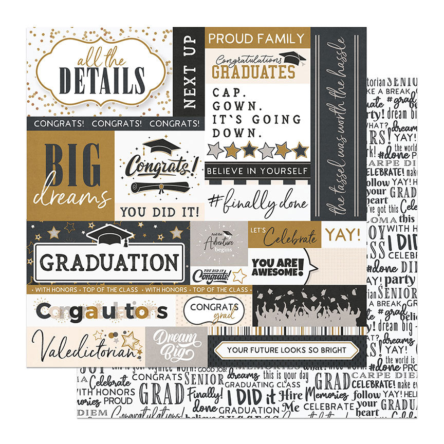 The Graduate Collection All The Details 12x12 Double-Sided Scrapbook Paper by Photo Play Paper