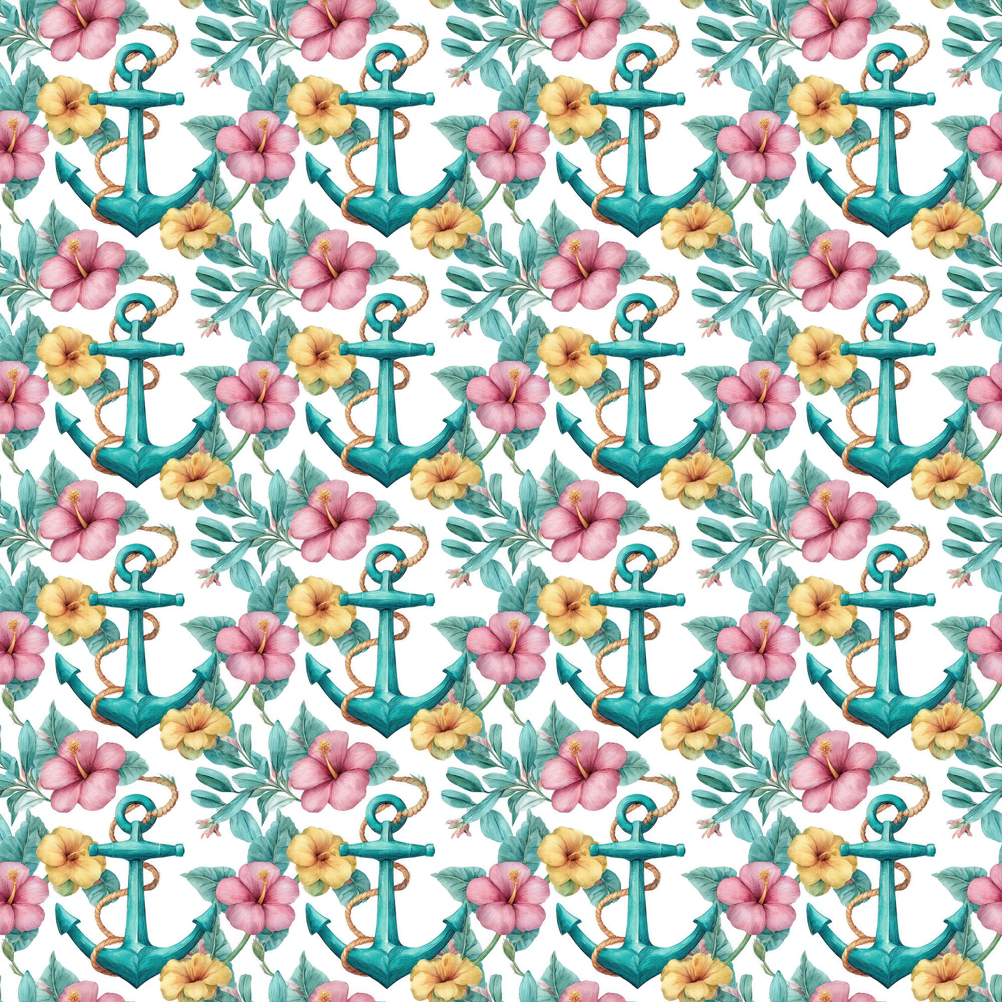 Tropic Like It's Hot Collection Anchors Away 12 x 12 Double-Sided Scrapbook Paper by SSC Designs