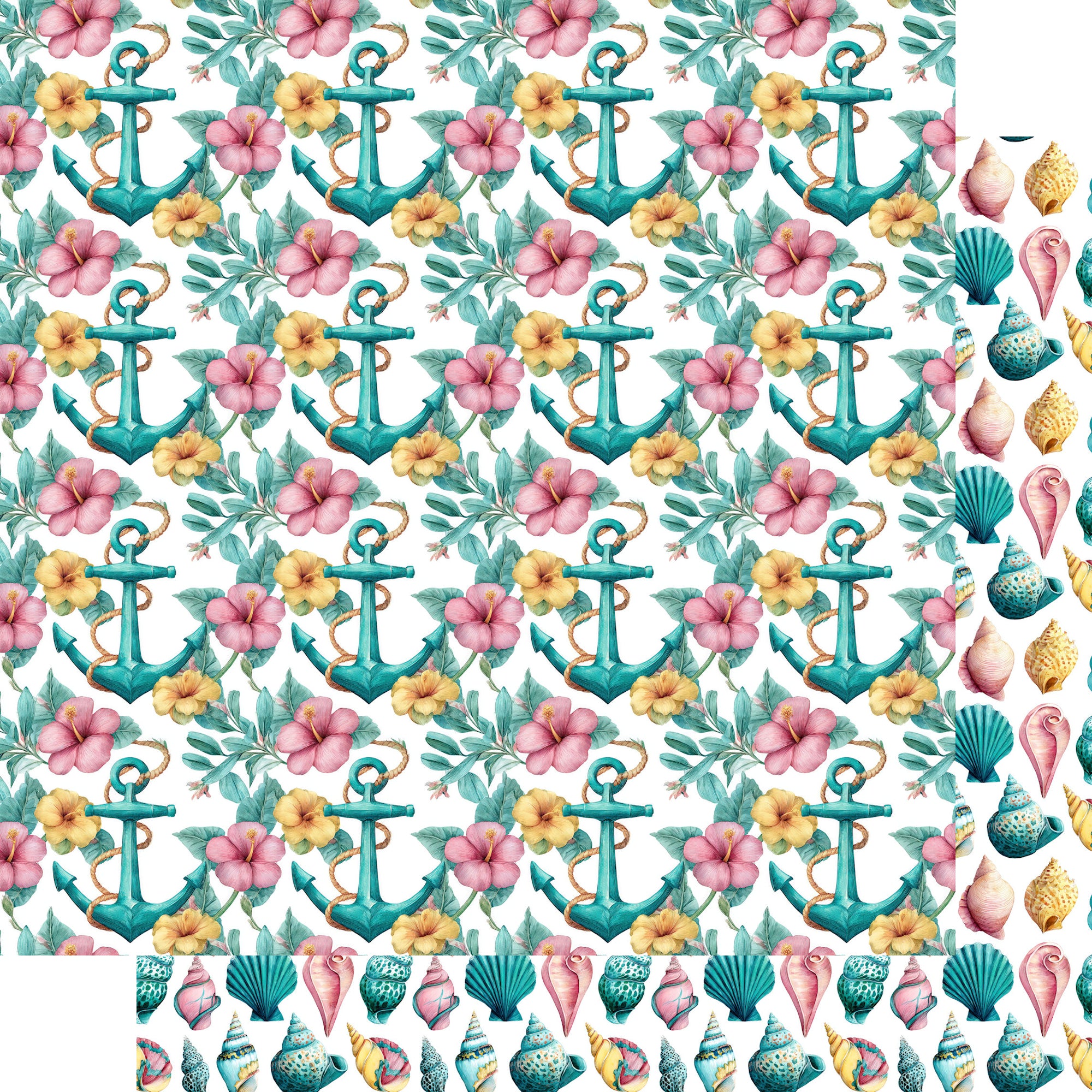 Tropic Like It's Hot Collection Anchors Away 12 x 12 Double-Sided Scrapbook Paper by SSC Designs
