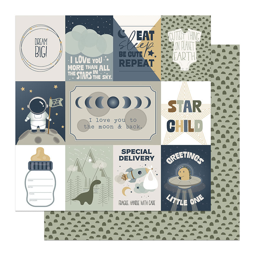 To the Moon and Back Collection Dream Big 12 x 12 Double-Sided Scrapbook Paper by Photo Play Paper