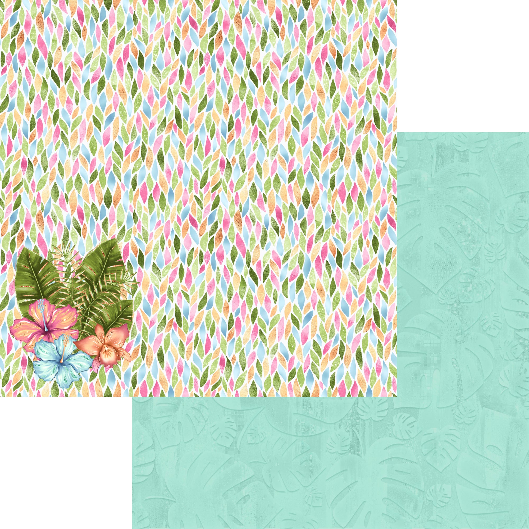 Tropical Bliss Collection Palms 12 x 12 Double-Sided Scrapbook Paper by SSC Designs