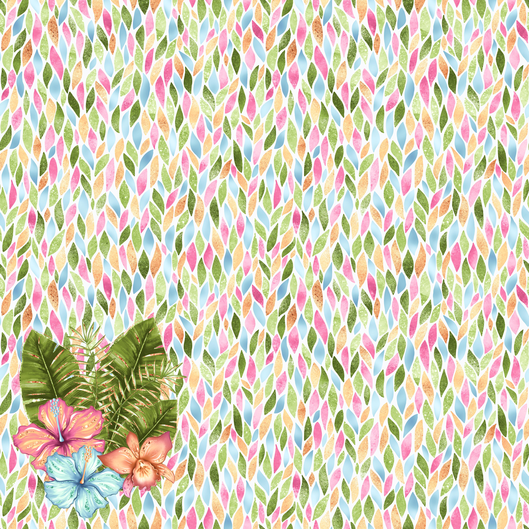 Tropical Bliss Collection Palms 12 x 12 Double-Sided Scrapbook Paper by SSC Designs