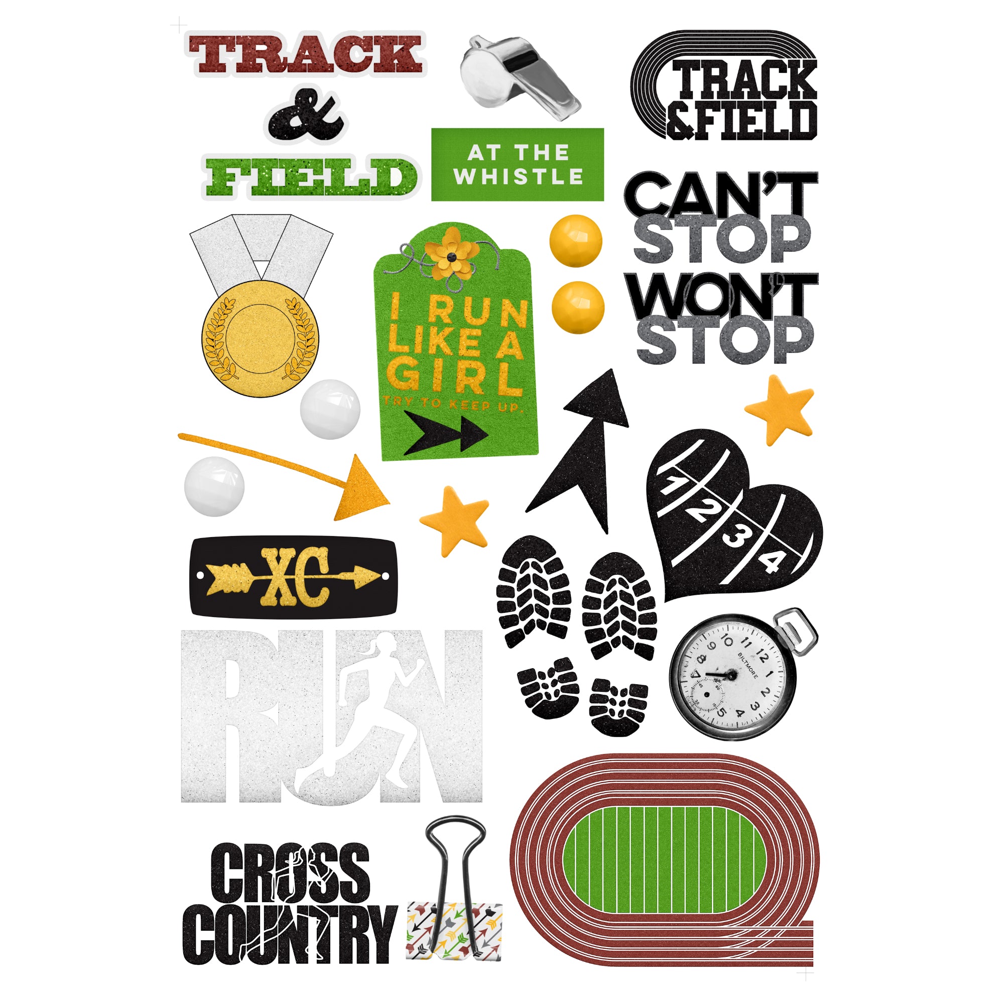 Track & Field 12 x 12 Scrapbook Paper & Embellishment Kit by SSC Designs