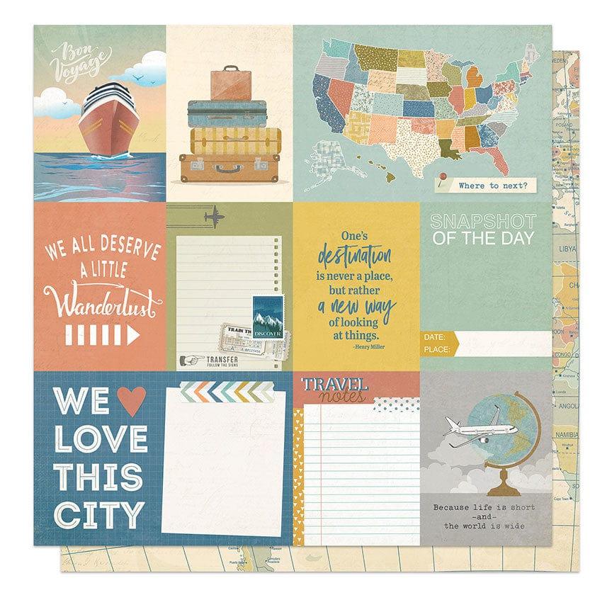 Travelogue Collection Wanderlust 12 x 12 Double-Sided Scrapbook Paper by Photo Play Paper