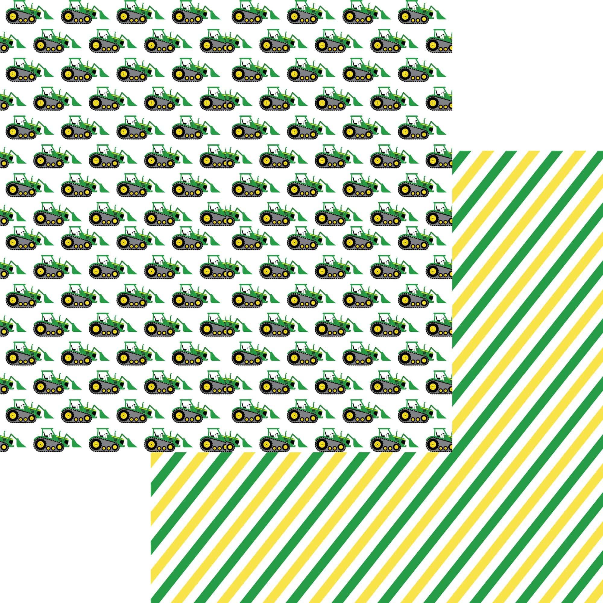 Tractor Time Collection Green Machine 12 x 12 Double-Sided Scrapbook Paper by SSC Designs