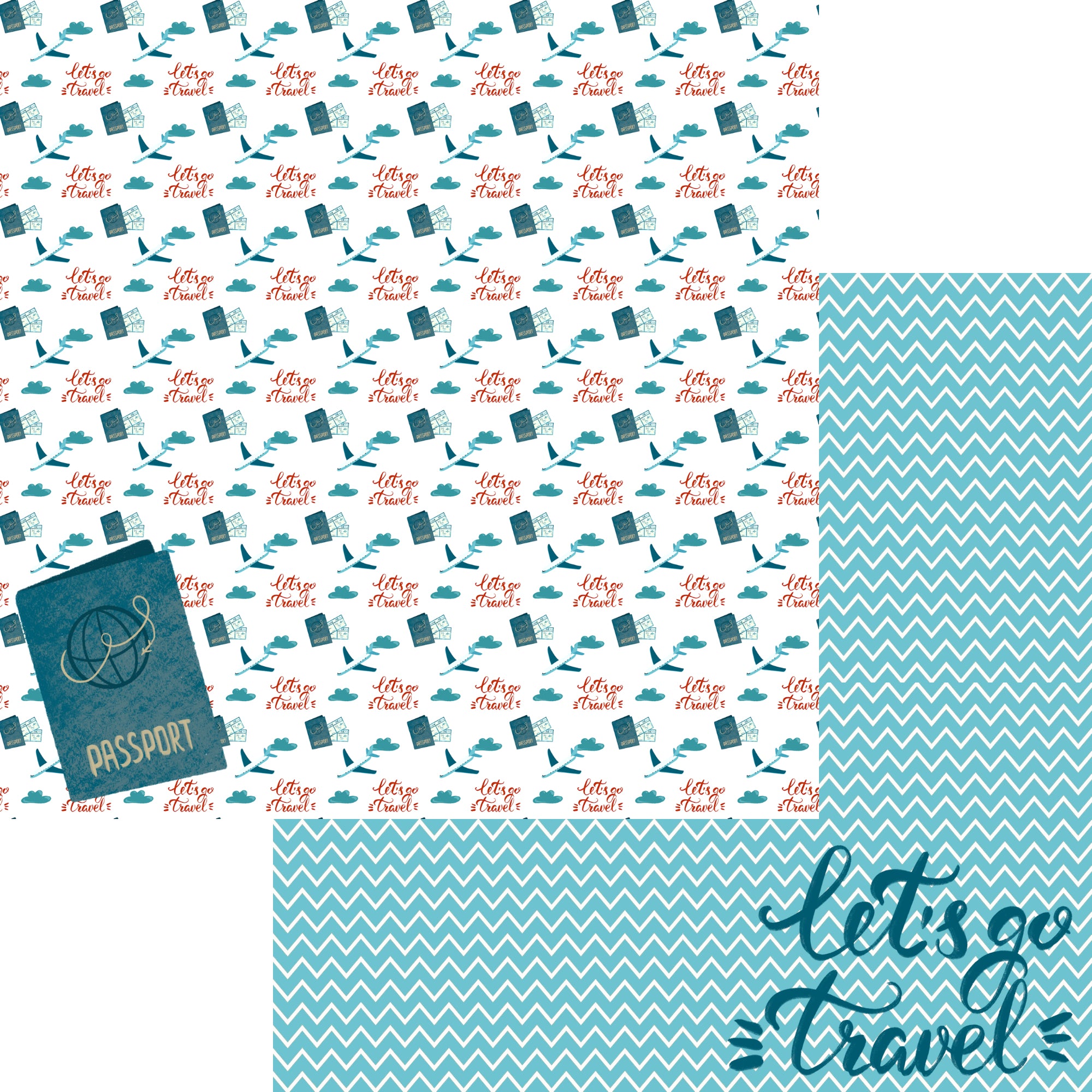 Let's Go Traveling Collection Let's Go Traveling 12 x 12 Double-Sided Scrapbook Paper by SSC Designs