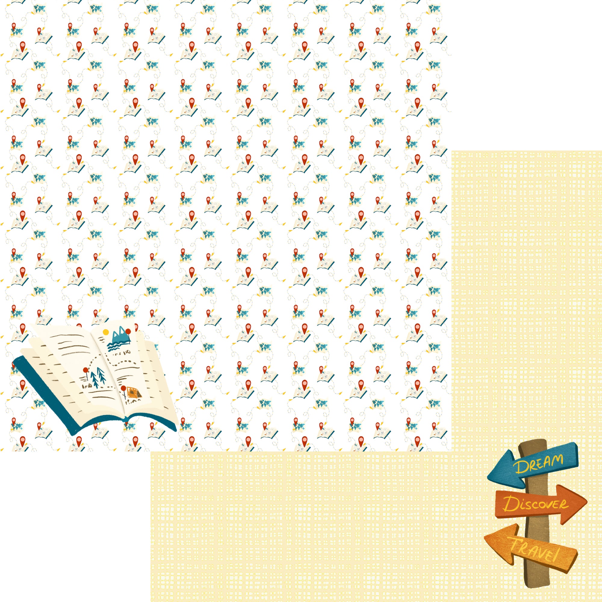 Let's Go Traveling Collection Which Way To Vacay 12 x 12 Double-Sided Scrapbook Paper by SSC Designs