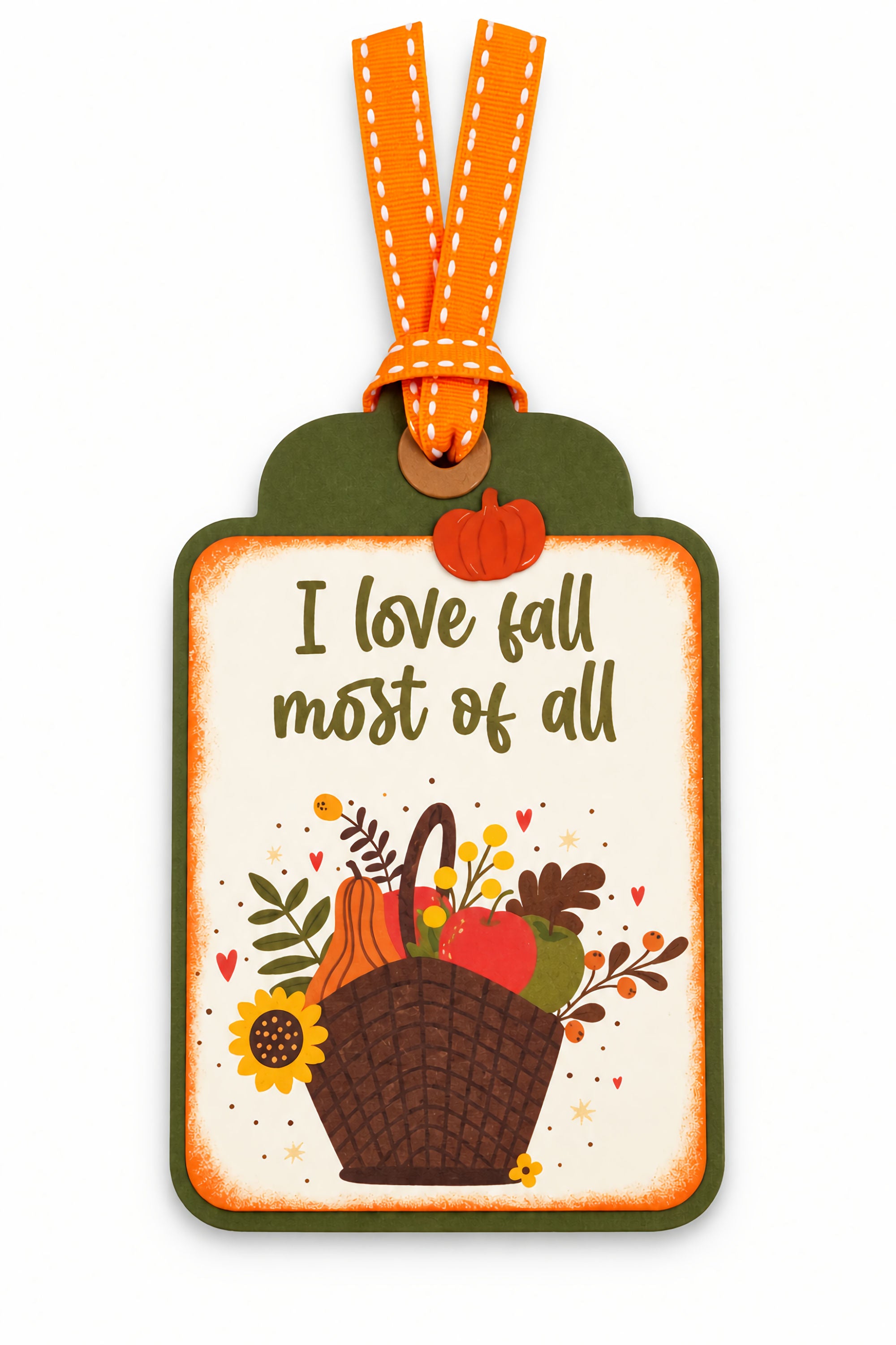 I Love Fall Most Of All Tag 3 x 5 Coordinating Scrapbook Tag Embellishment by SSC Designs