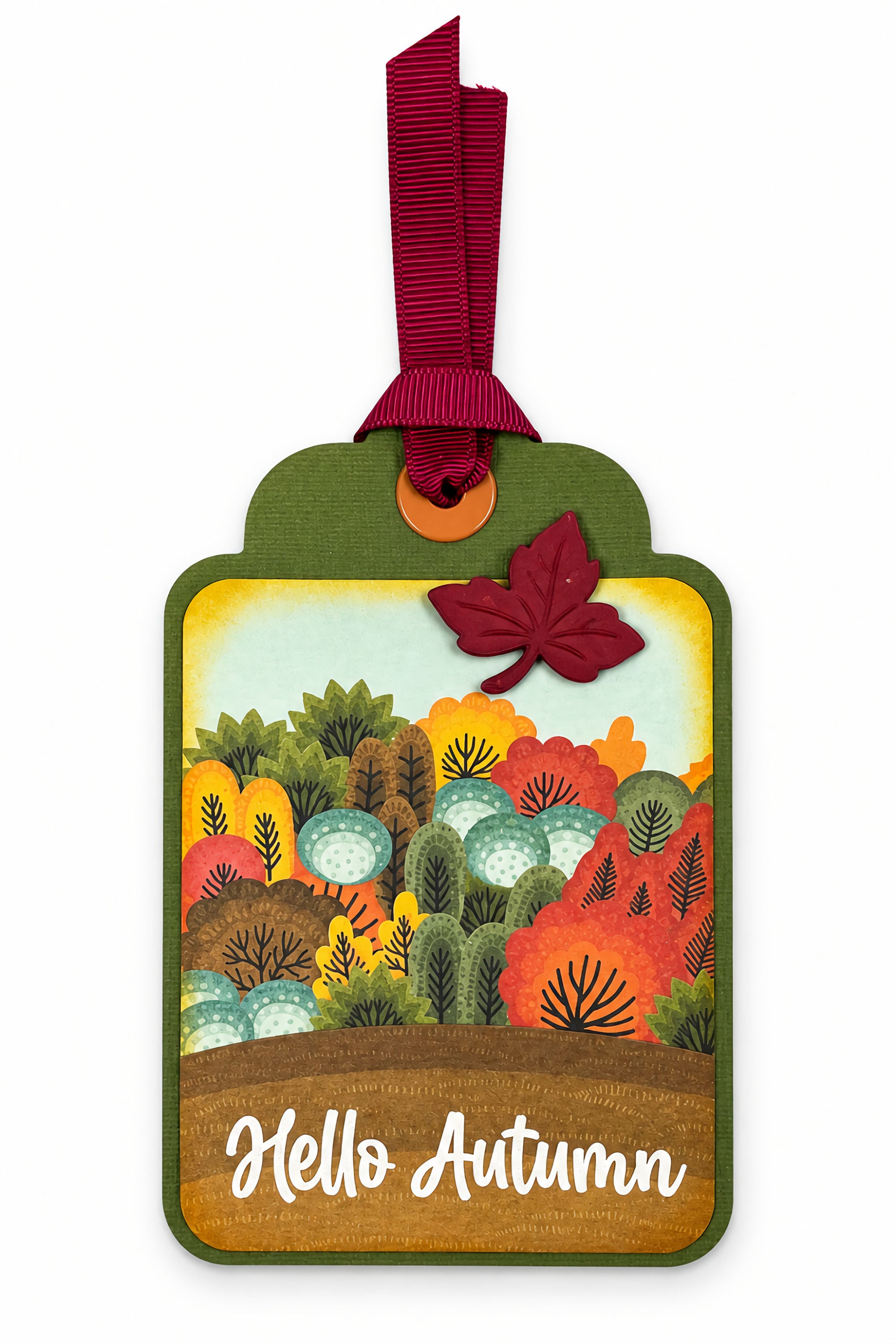 Hello Autumn Tag 3 x 5 Coordinating Scrapbook Tag Embellishment by SSC Designs