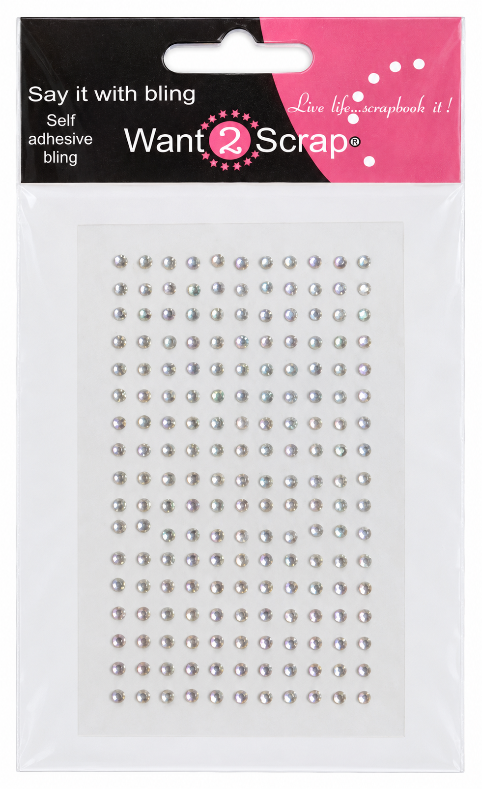 Say It With Bling Collection Self-Adhesive Teeny Tiny Iridescent Rhinestone Scrapbook Bling by Want 2 Scrap - 176 Count