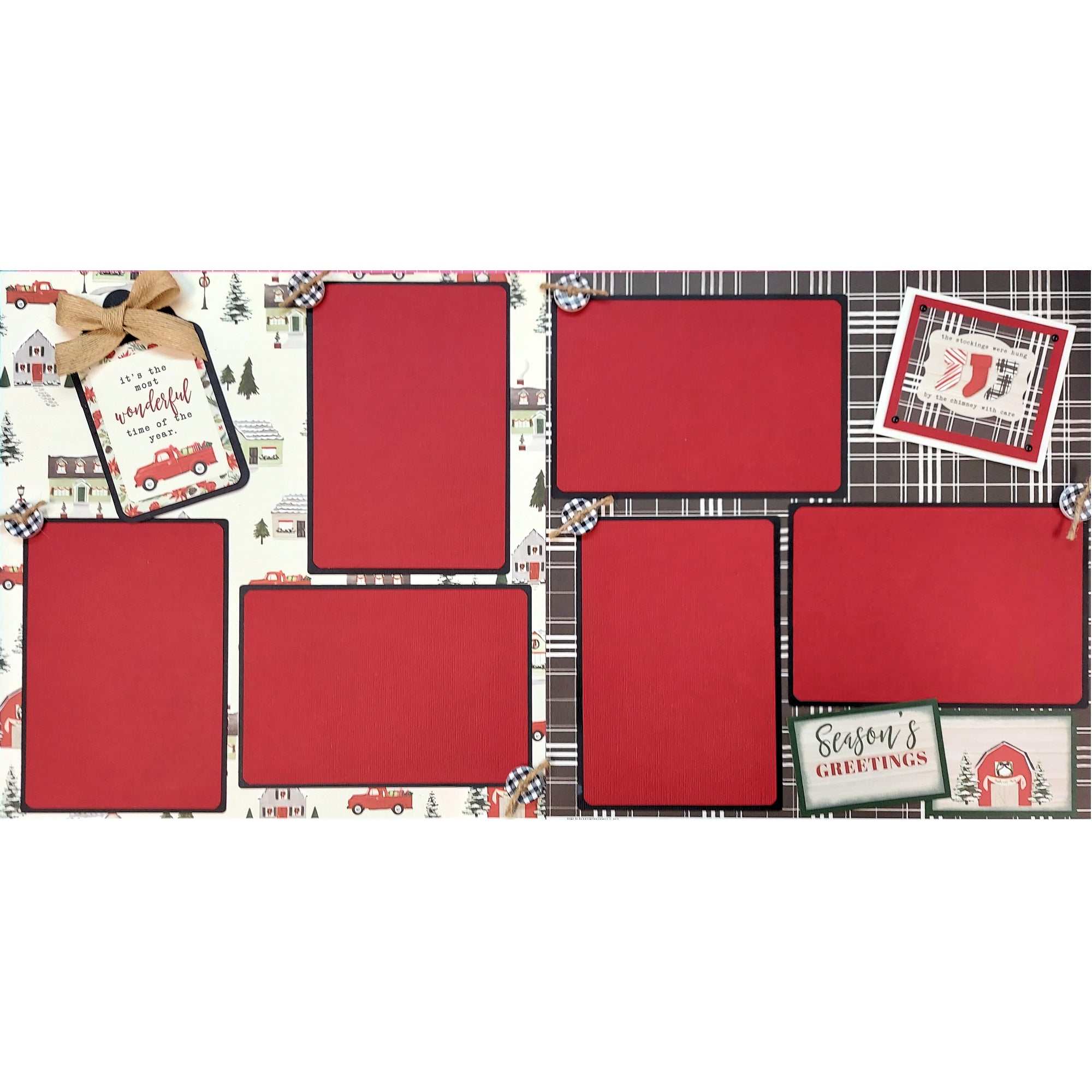 The Most Wonderful Time Of The Year (2) - 12 x 12 Pages, Fully-Assembled & Hand-Crafted 3D Scrapbook Premade by SSC Designs