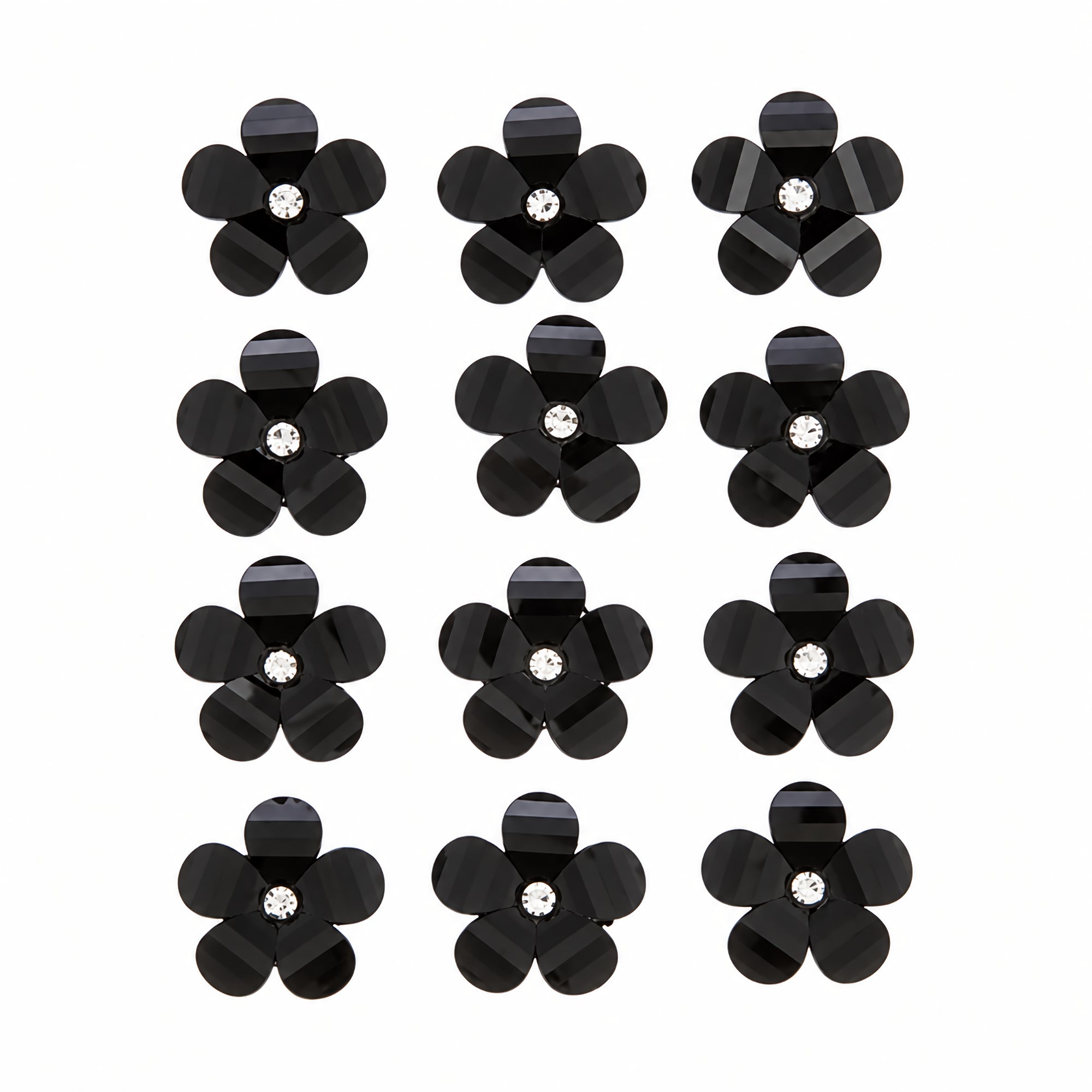 Stone Collection Black Flower Scrapbook Embellishment by Darice - 12 piece