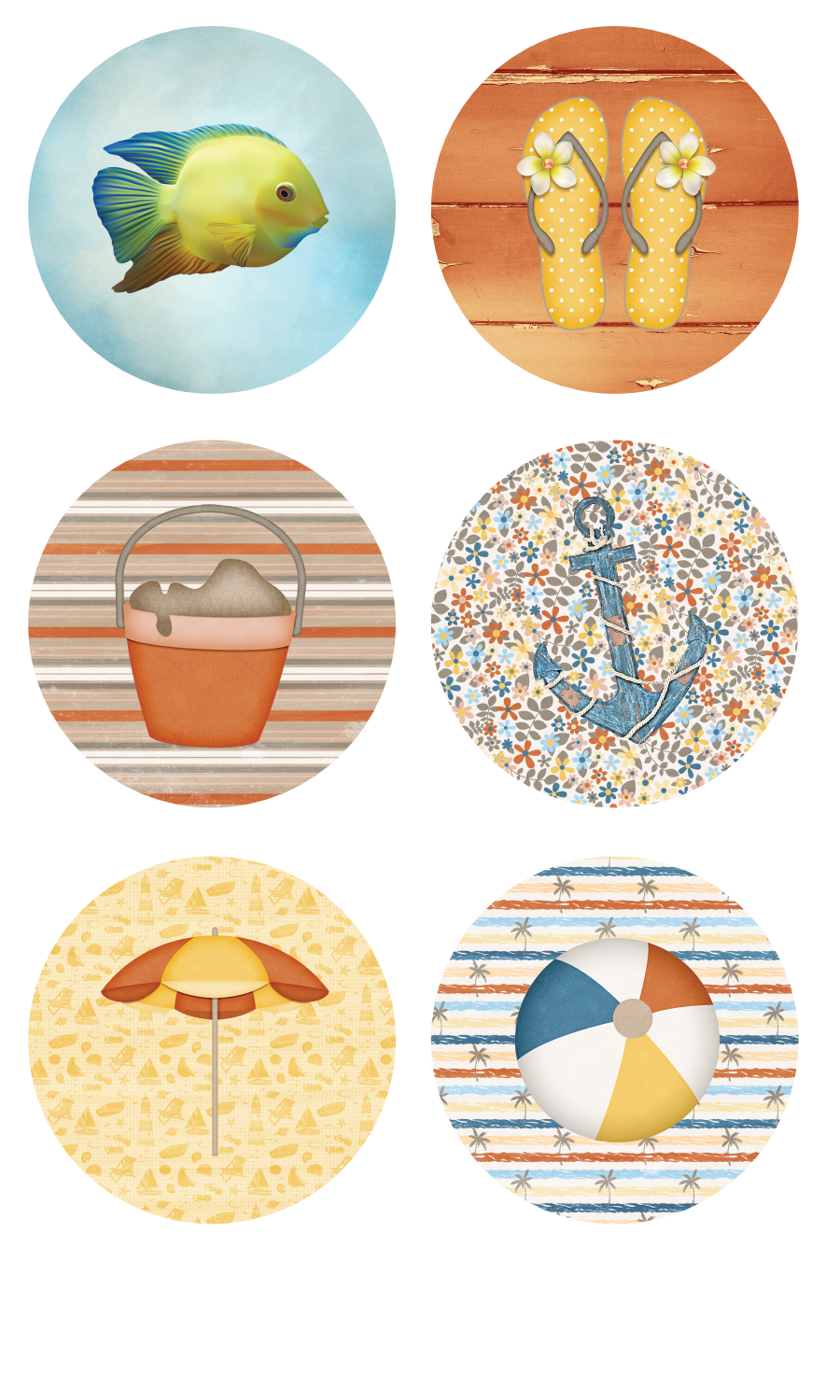 Under The Boardwalk Collection Button Bubbles 1" Self-Adhesive Scrapbook Embellishments by SSC Designs