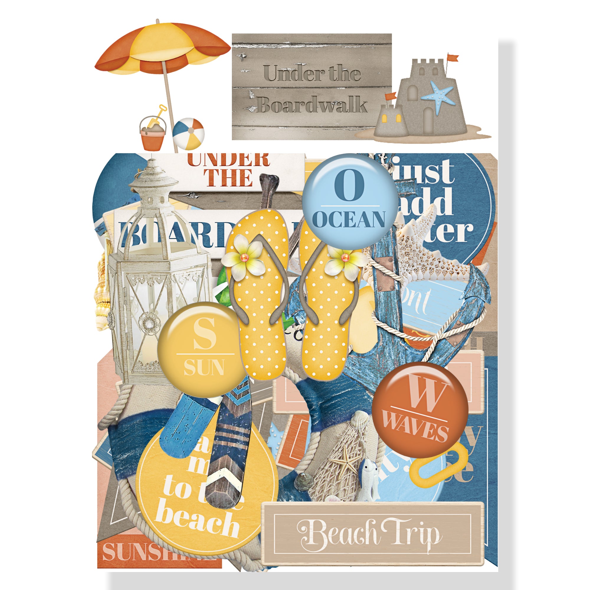 Under The Boardwalk 12 x 12 Scrapbook Paper & Embellishment Kit by SSC Designs