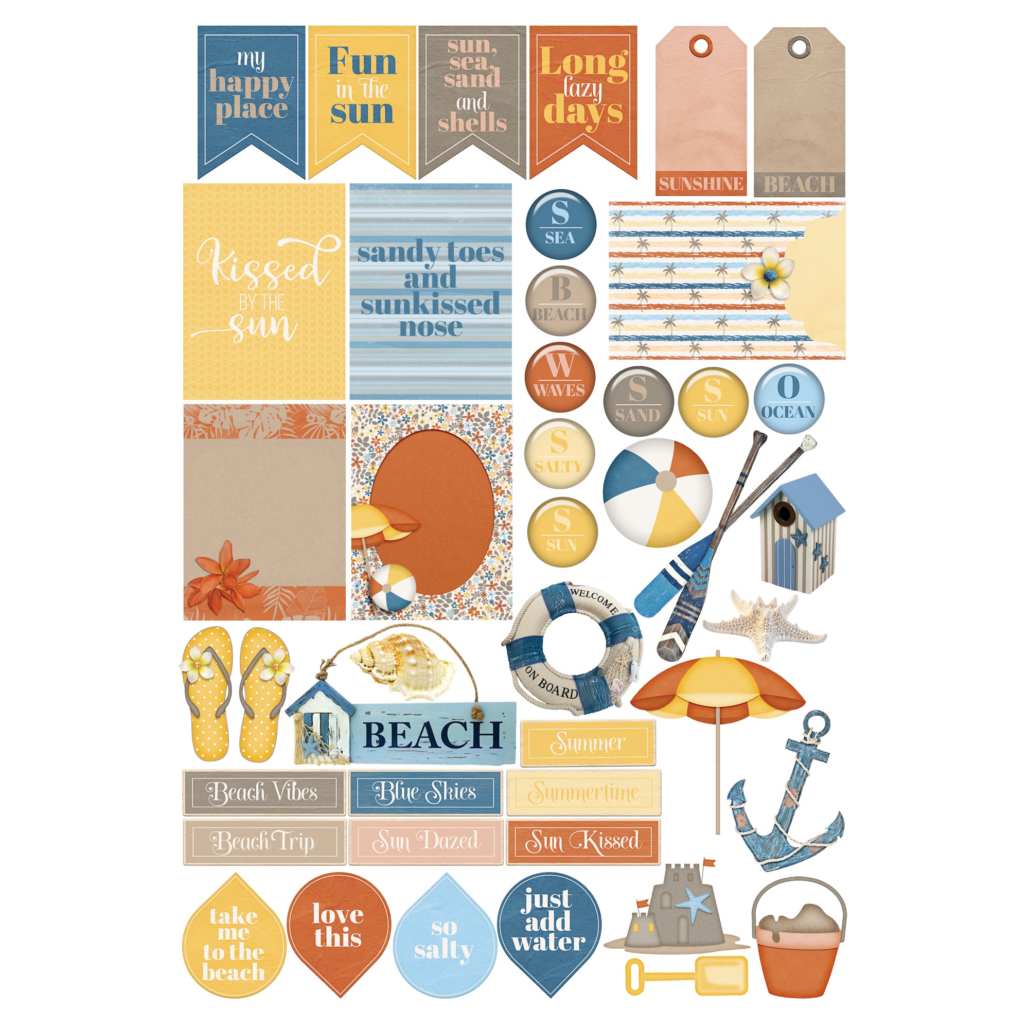 Under The Boardwalk Collection Laser Cut Scrapbook Ephemera Embellishments by SSC Designs