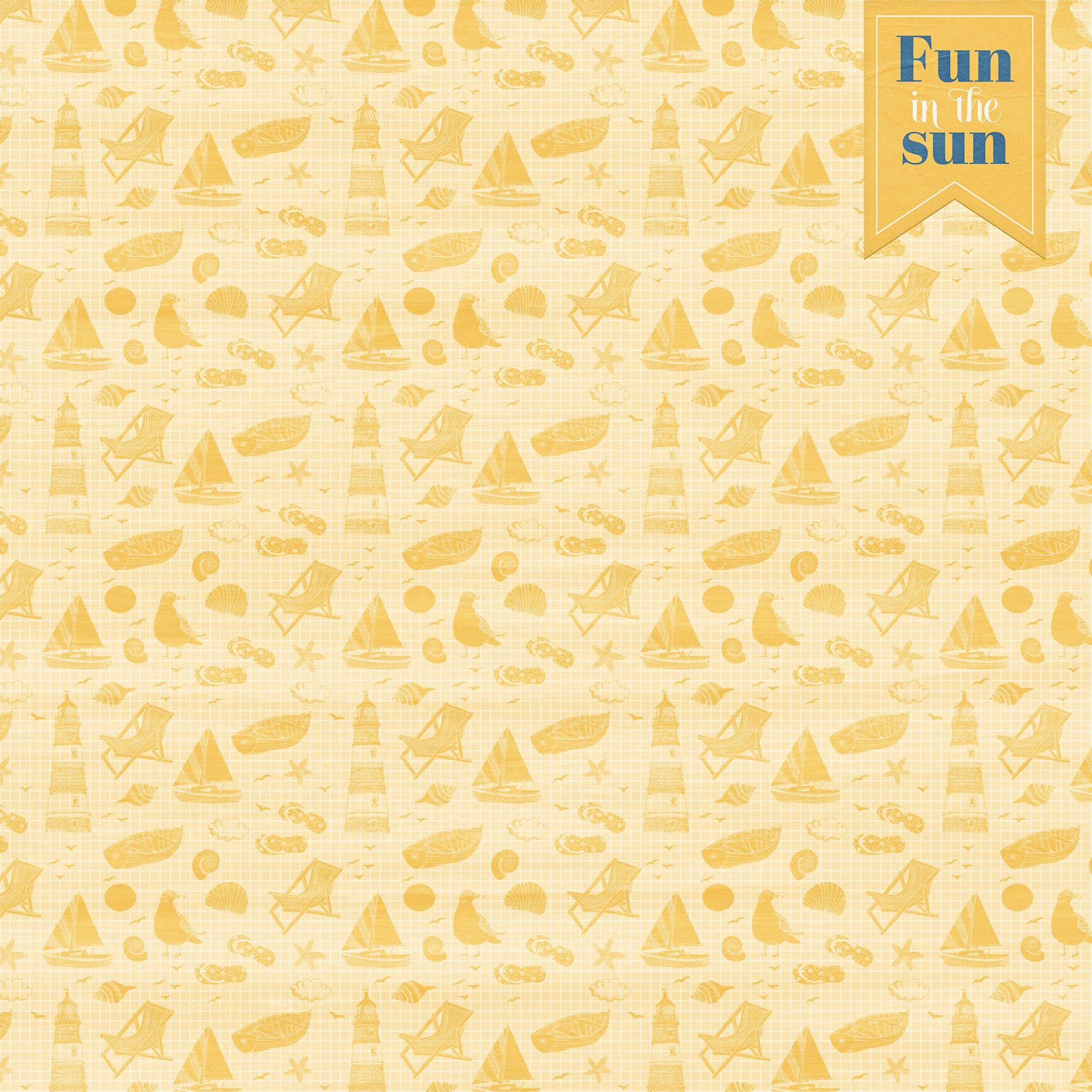 Under The Boardwalk Collection Fun In The Sun 12 x 12 Double-Sided Scrapbook Paper by SSC Designs