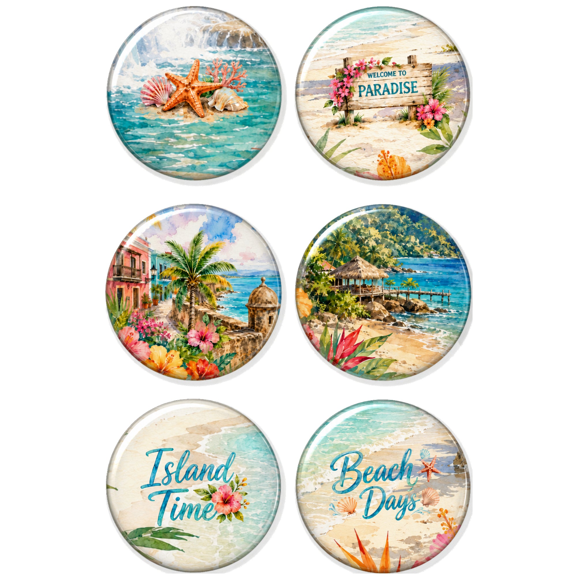 Vacation Vibes Collection Button Bubbles 1" Scrapbook Embellishments by SSC Designs