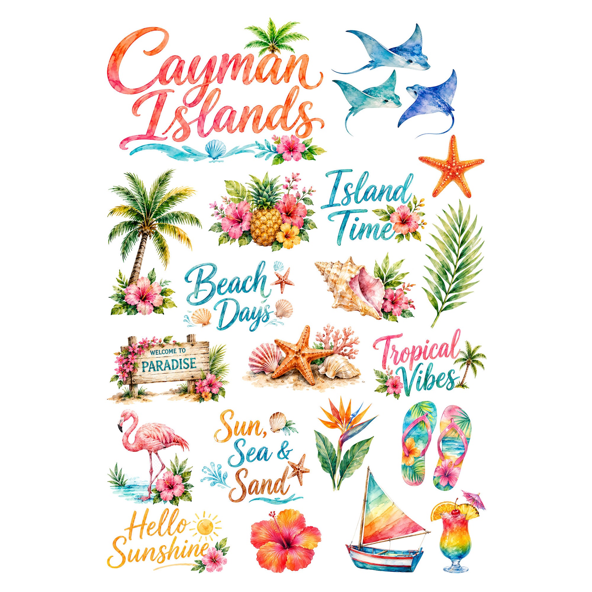Vacation Vibes Collection Cayman Islands Laser Cut Scrapbook Ephemera Embellishments by SSC Designs