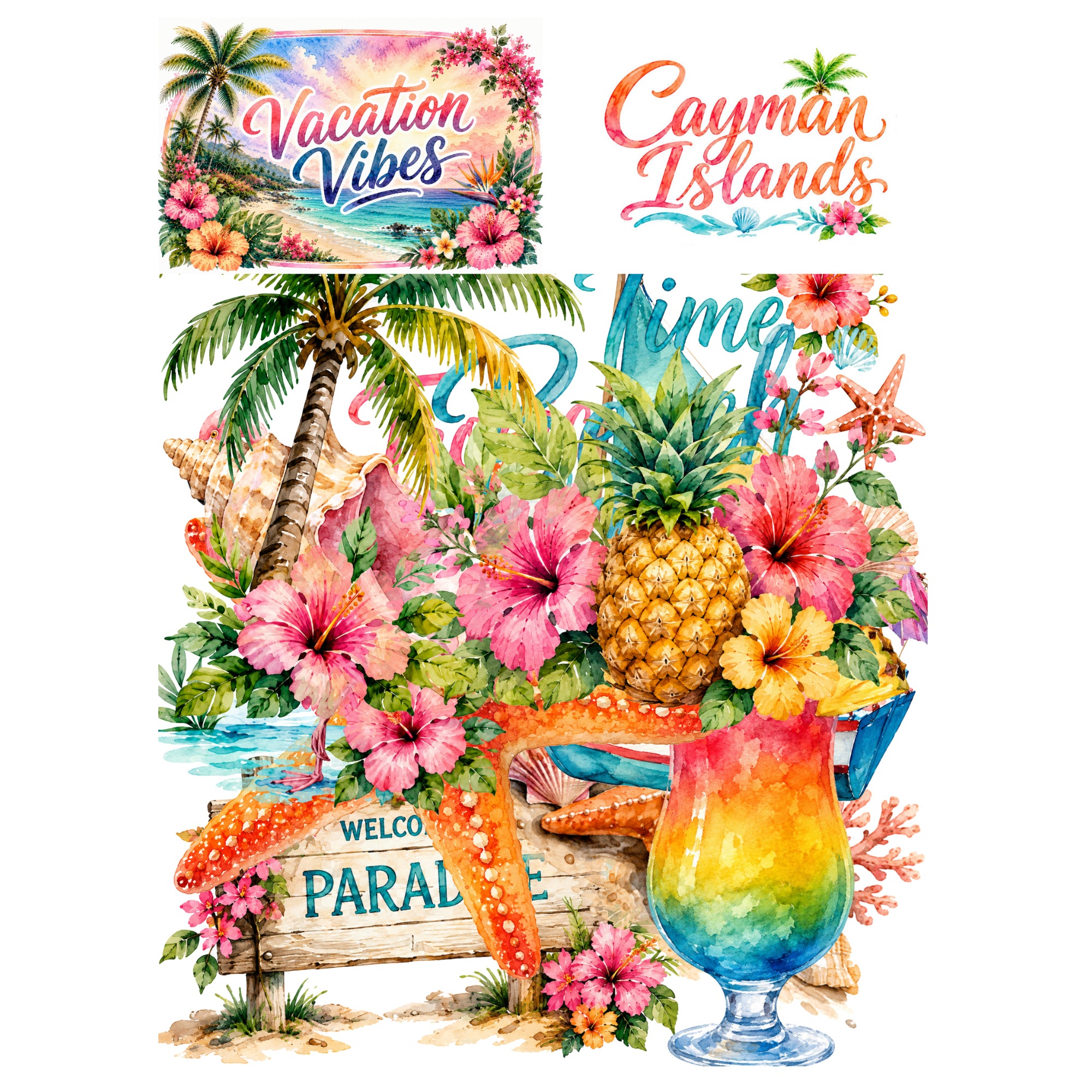 Vacation Vibes Collection Cayman Islands Laser Cut Scrapbook Ephemera Embellishments by SSC Designs
