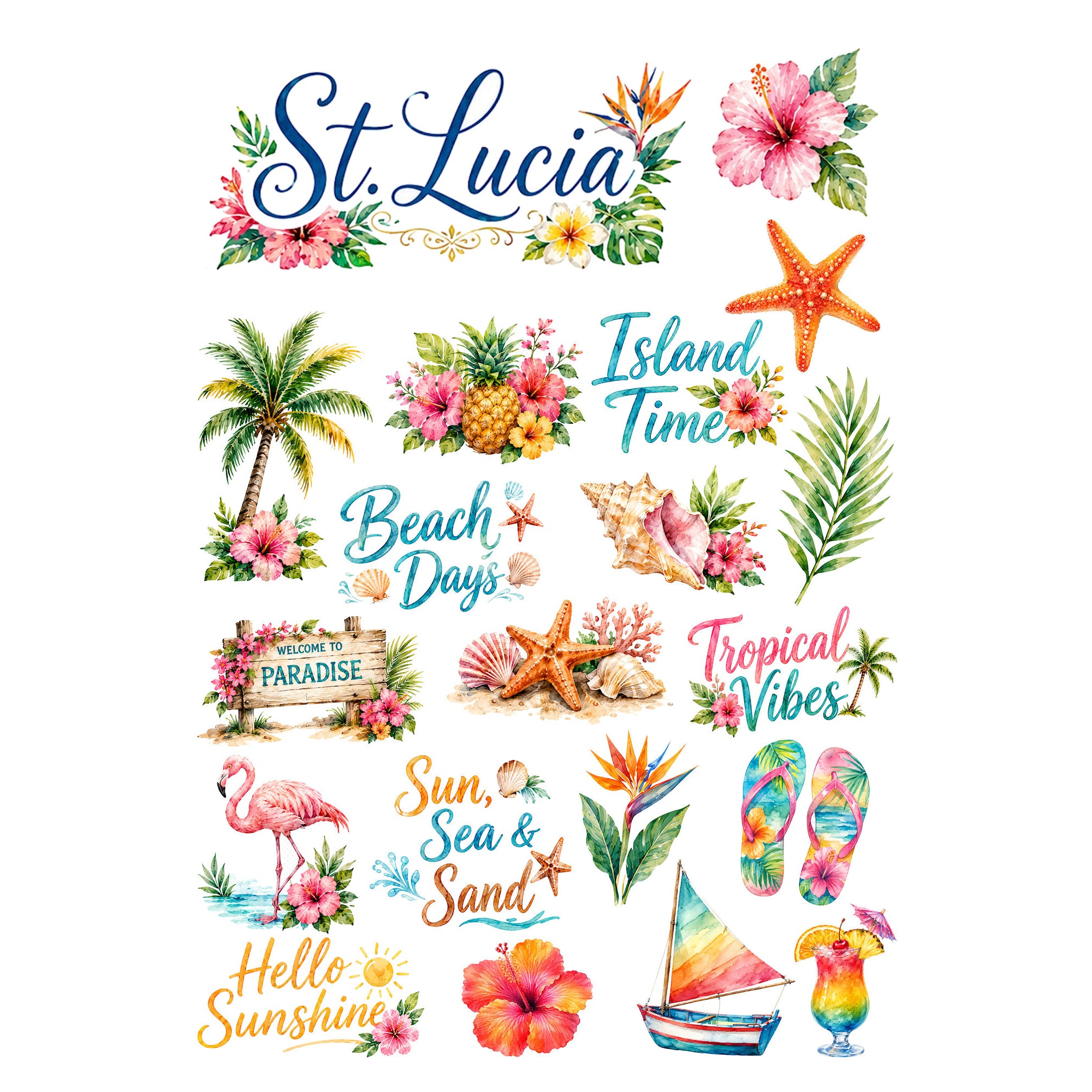 Vacation Vibes Collection St. Lucia Laser Cut Scrapbook Ephemera Embellishments by SSC Designs