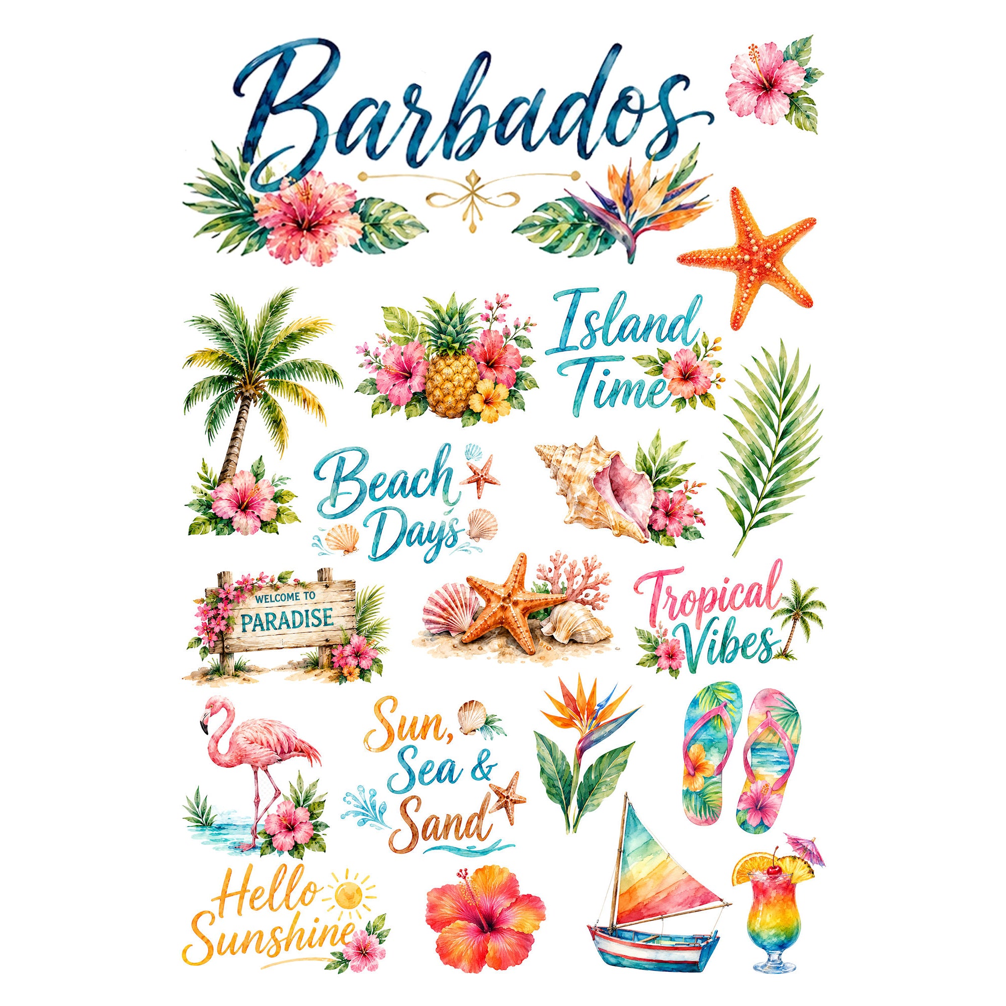 Vacation Vibes Collection Barbados Laser Cut Scrapbook Ephemera Embellishments by SSC Designs