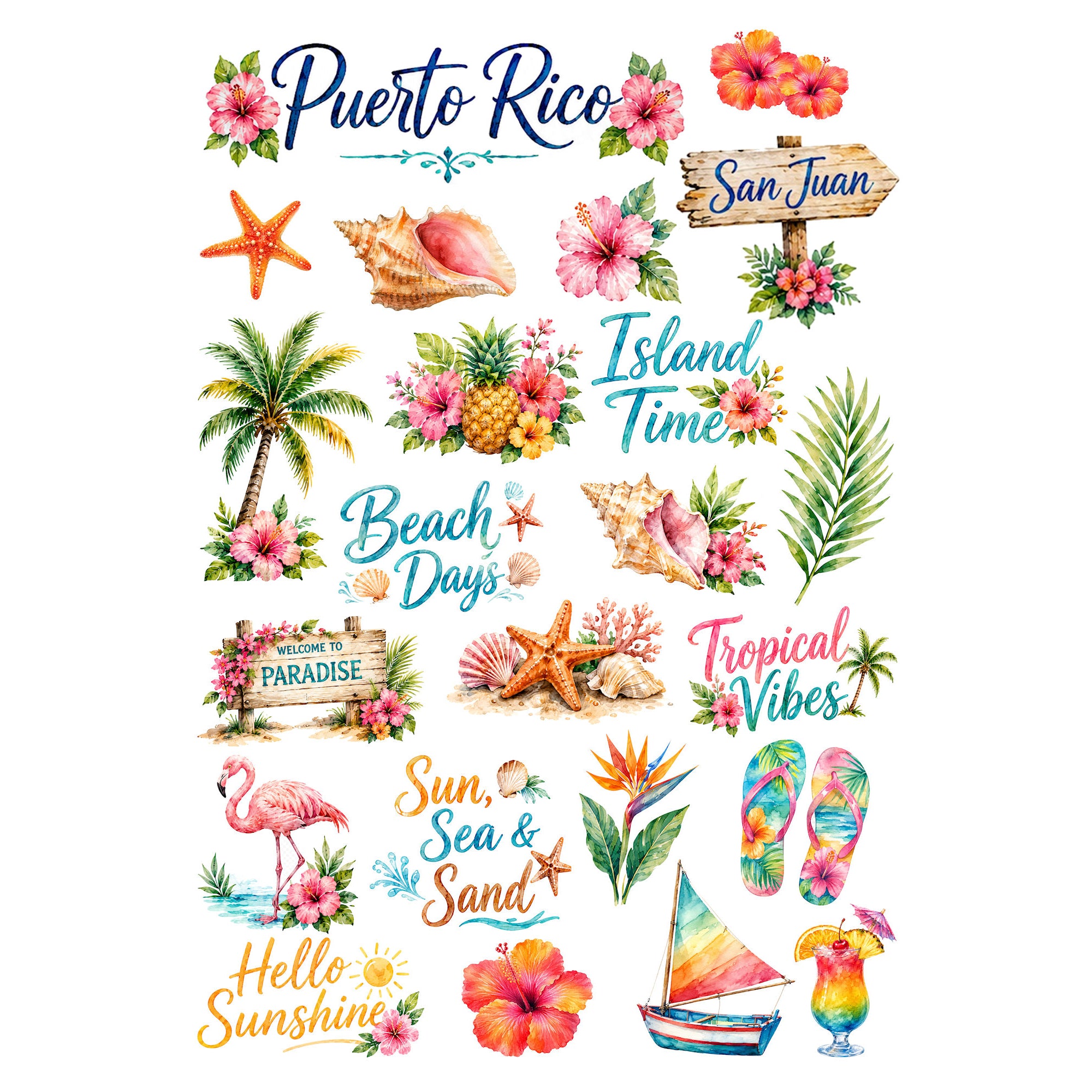 Vacation Vibes Collection Puerto Rico Laser Cut Scrapbook Ephemera Embellishments by SSC Designs