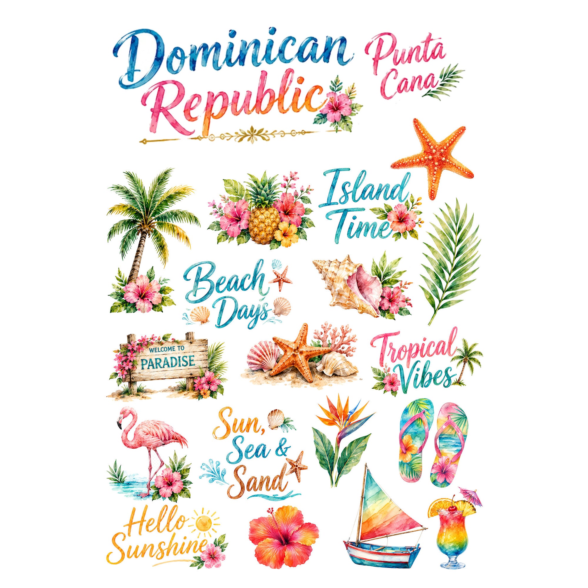 Vacation Vibes Collection Dominican Republic Laser Cut Scrapbook Ephemera Embellishments by SSC Designs
