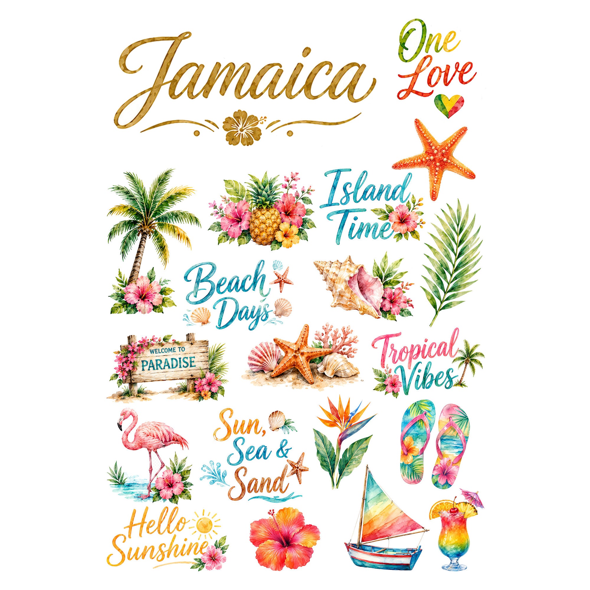 Vacation Vibes Collection Jamaica Laser Cut Scrapbook Ephemera Embellishments by SSC Designs