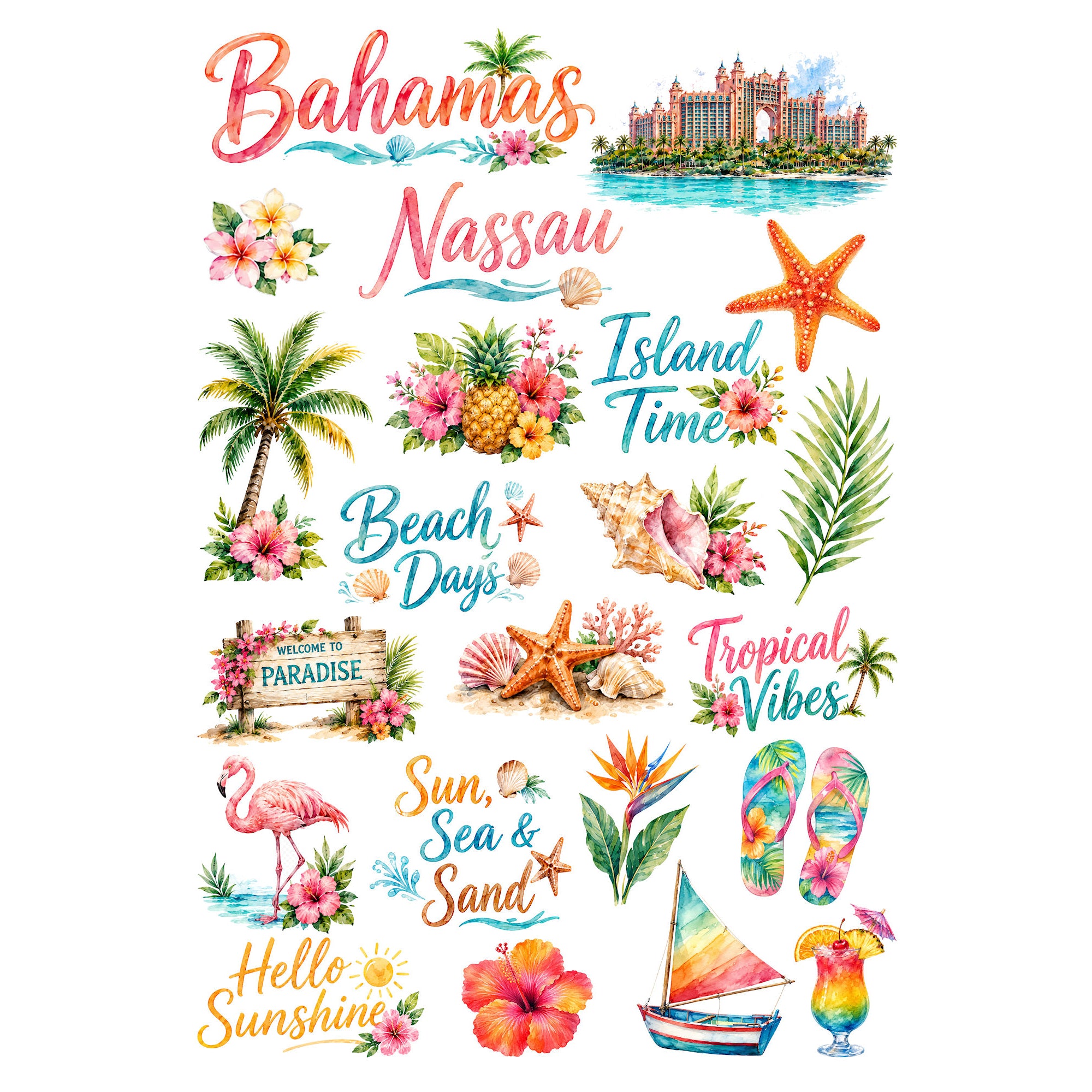 Vacation Vibes Collection Bahamas Laser Cut Scrapbook Ephemera Embellishments by SSC Designs