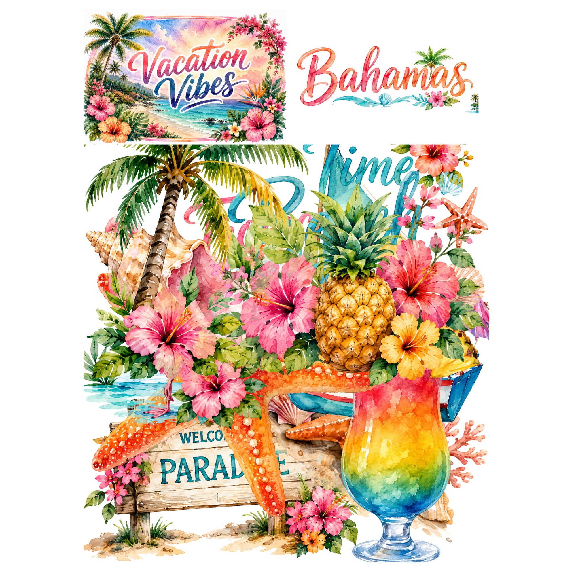 Vacation Vibes Collection Bahamas Laser Cut Scrapbook Ephemera Embellishments by SSC Designs