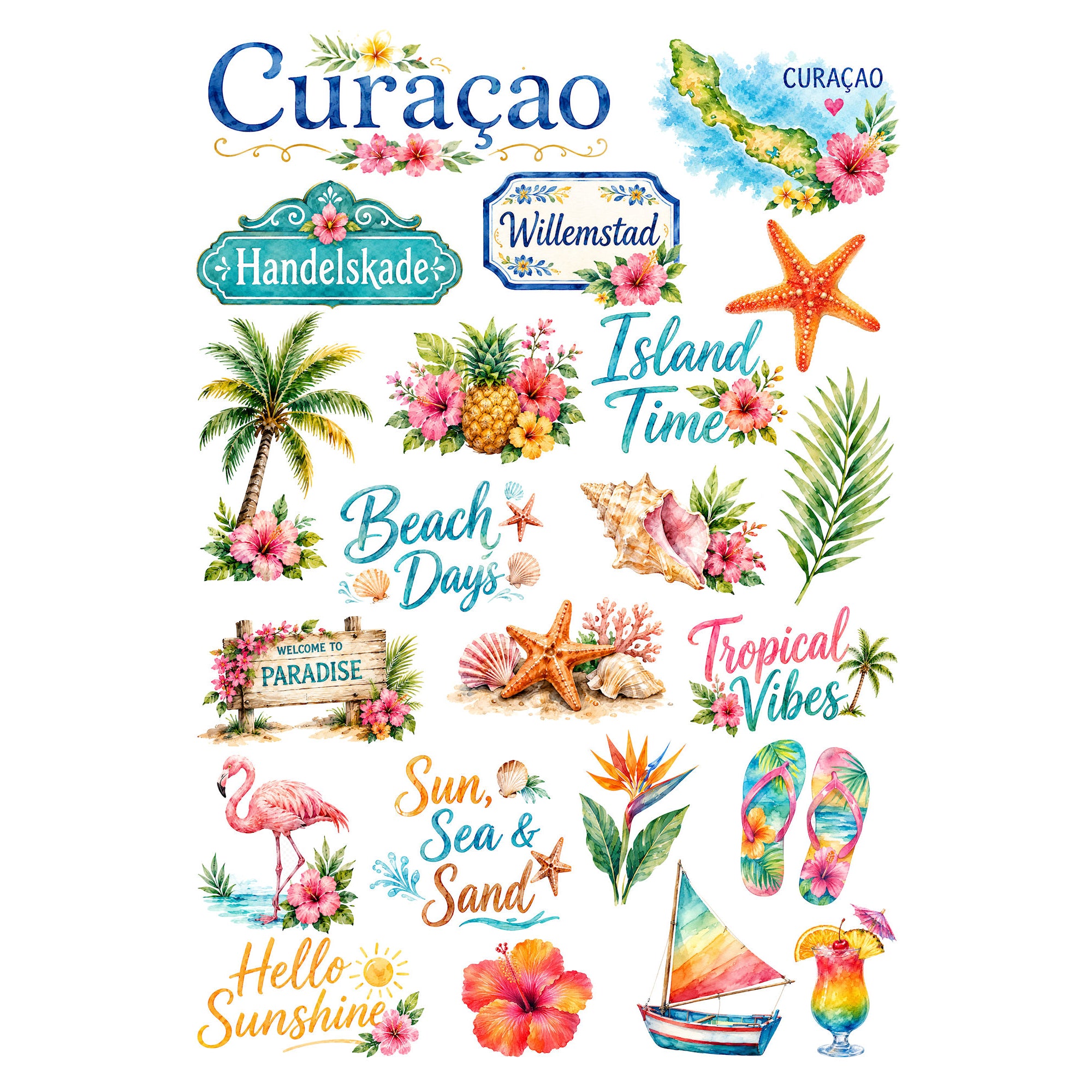 Vacation Vibes Collection Caracao Laser Cut Scrapbook Ephemera Embellishments by SSC Designs