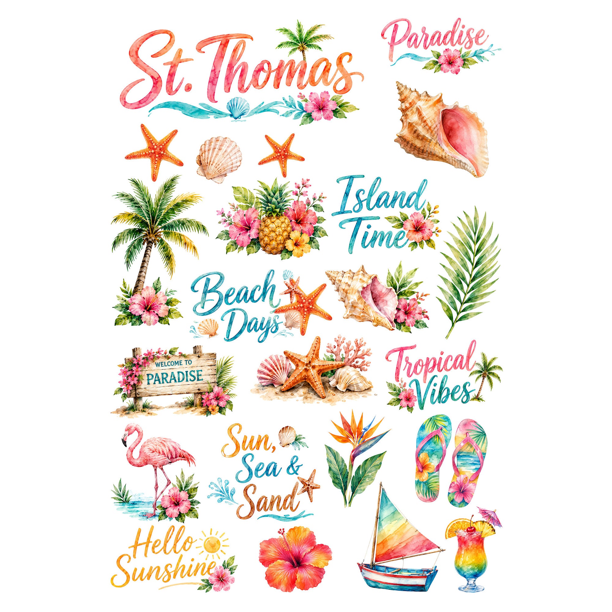 Vacation Vibes Collection St. Thomas Laser Cut Scrapbook Ephemera Embellishments by SSC Designs