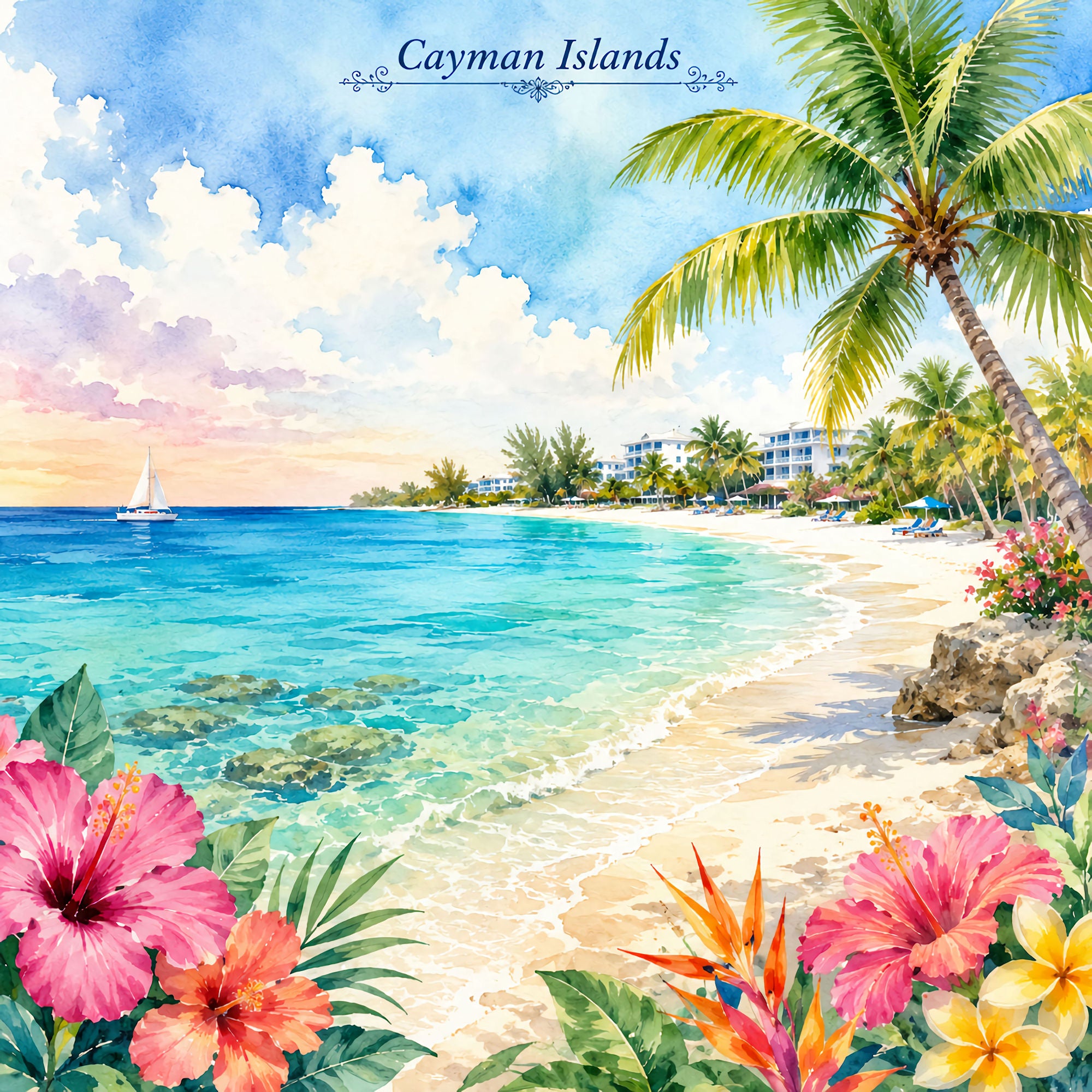 Vacation Vibes Collection Cayman Islands Getaway 12 x 12 Double-Sided Scrapbook Paper by SSC Designs